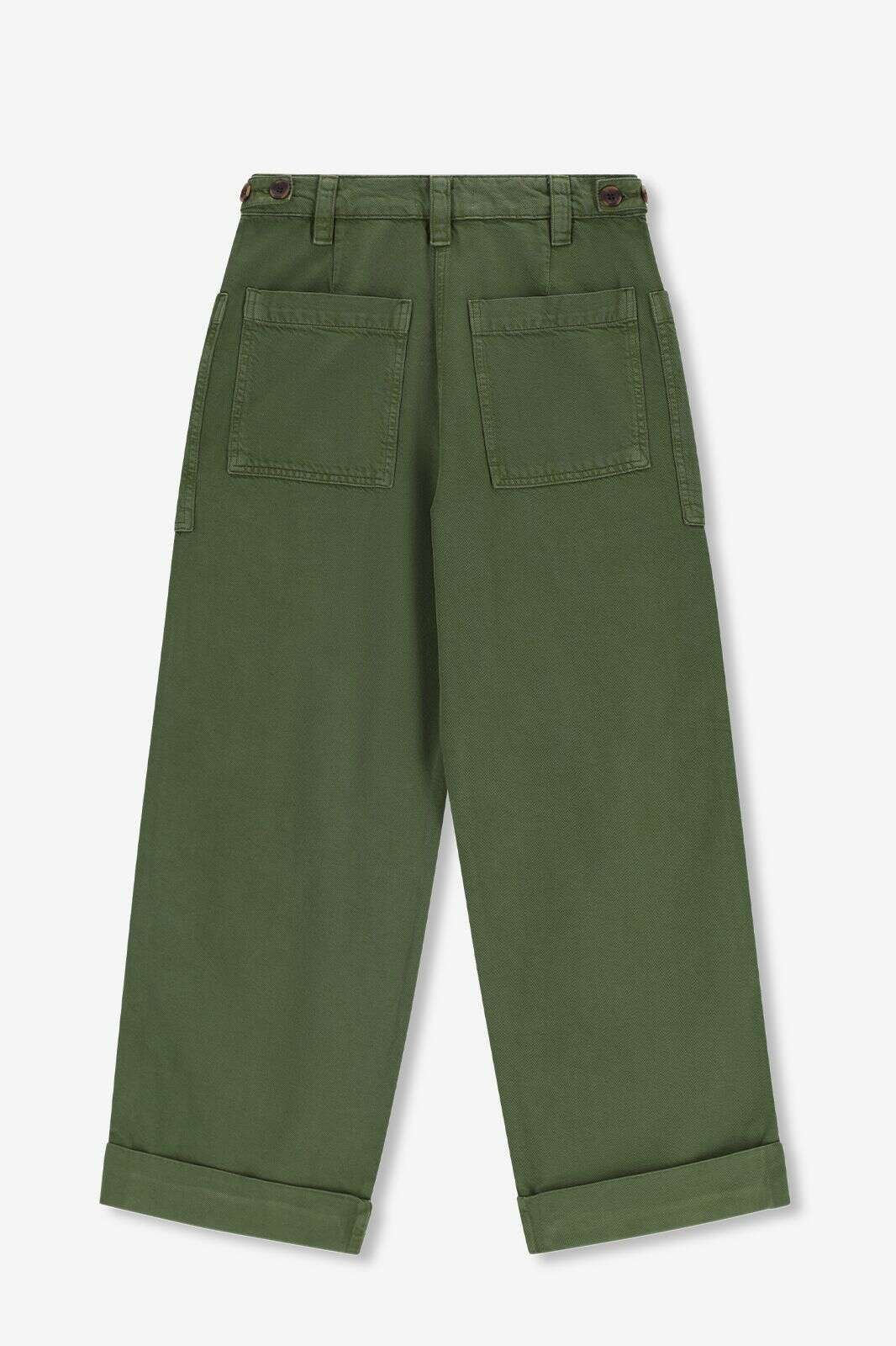 Donkergroene high waist workwear broek