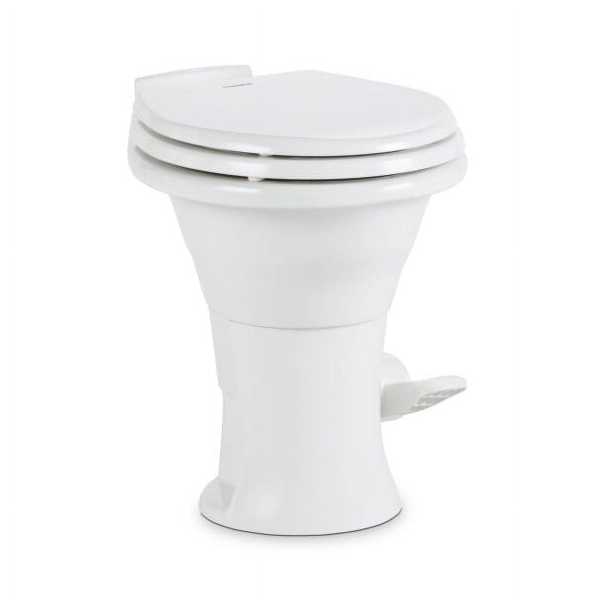 310 Standard Toilet White. Oblong Shape. Lightweight and Efficient with Pressure-Enhanced PowerFlush and Slow Close Seat Cover Perfect for Modern RVs