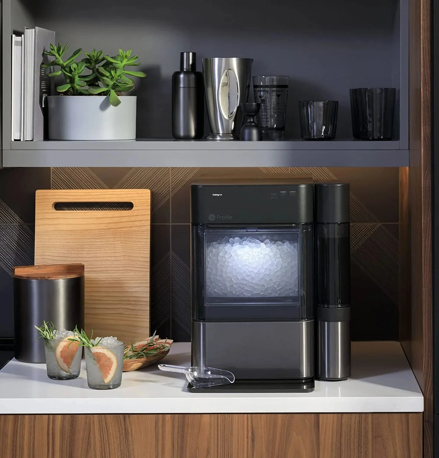2.0 Countertop Nugget Ice Maker | Ice Machine with Wifi Connectivity | Smart Home Kitchen Essentials | Black Stainless