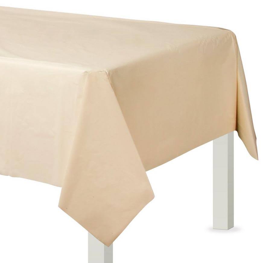 Amscan International Tablecover Plastic Rectangular, Vanilla