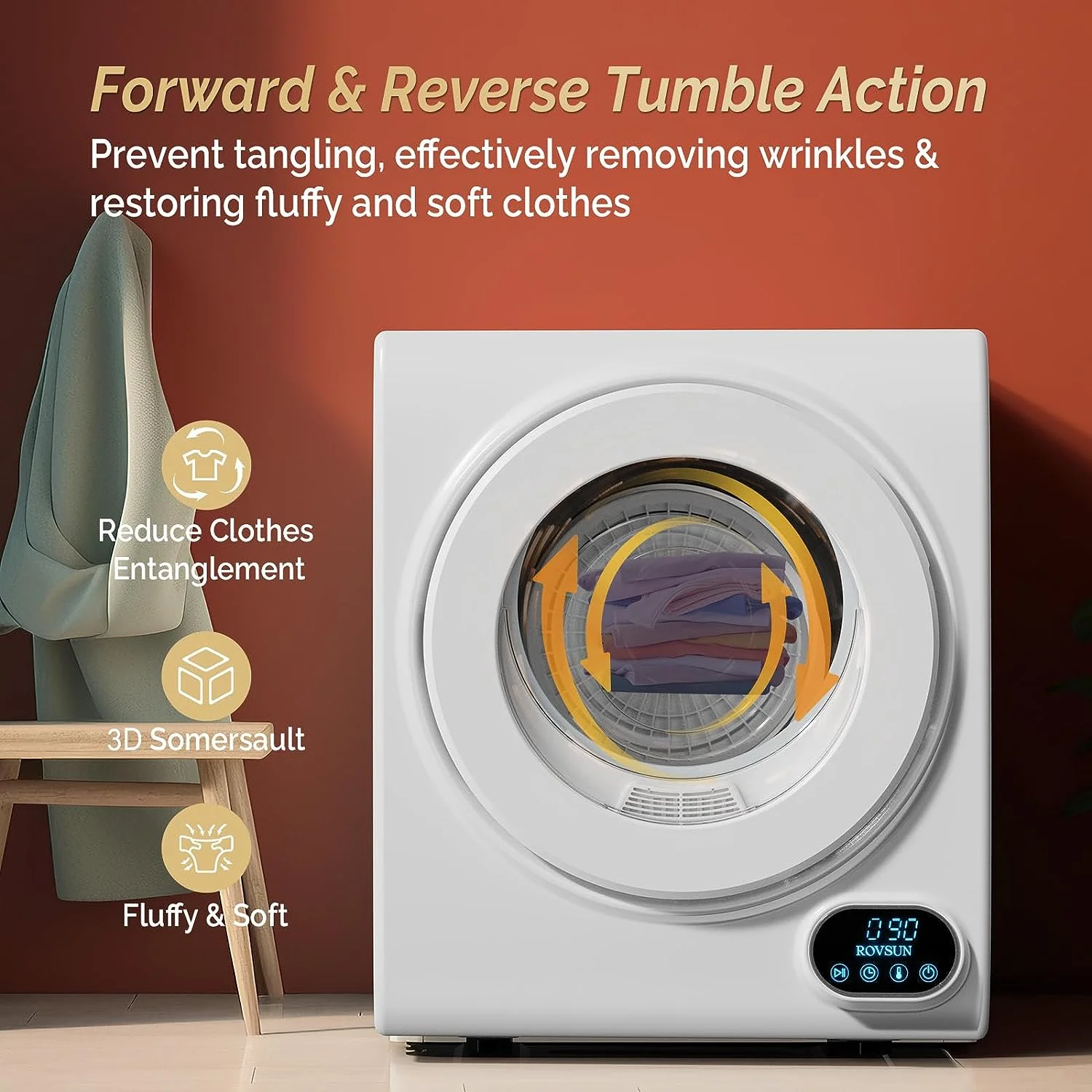 Portable Clothes Dryer 10 lbs 110V White Electric Dryer Tumble - Image 3