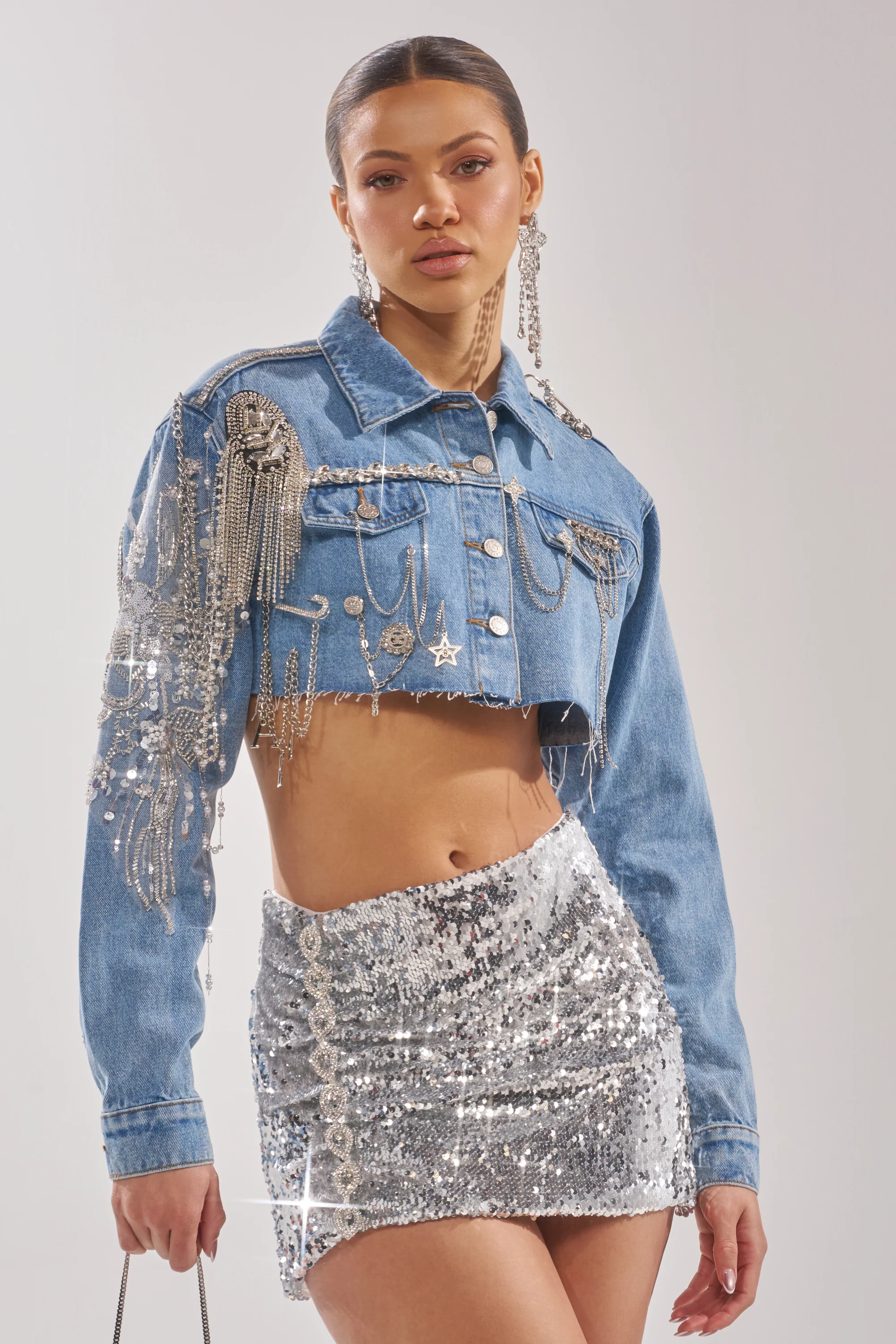 PIPER EMBELLISHED DENIM JACKET - Akira Store