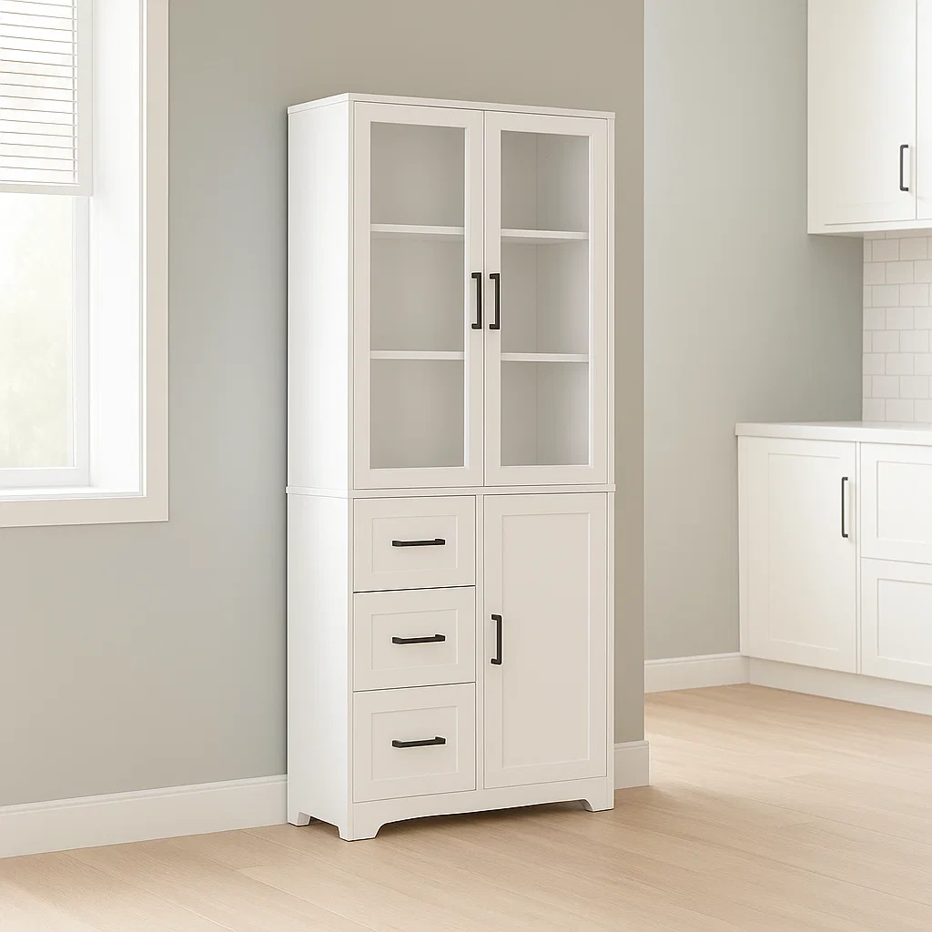 Kontorskab, hvidt, tr, egnet til indendrs brug, 78x39x170 cm