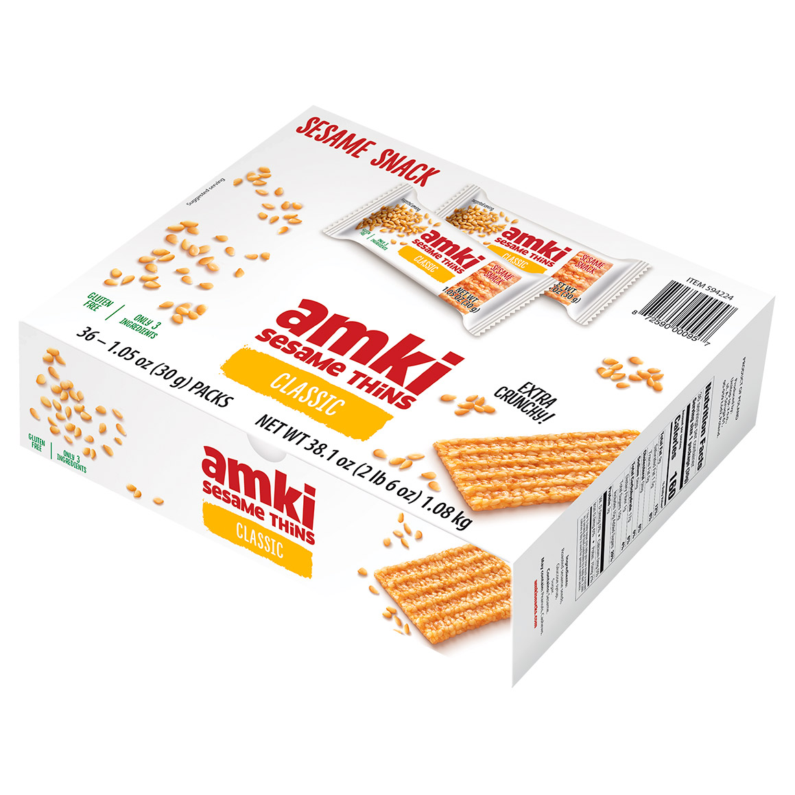 Amki Sesame Thins, 1.25 oz, 36 - Count