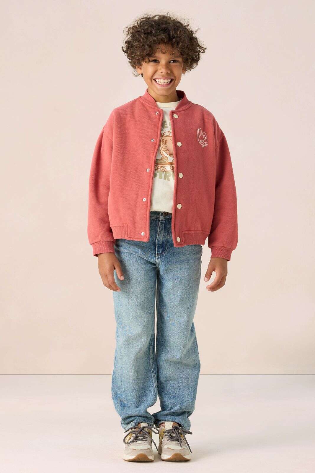 Rood bomber jack met artwork