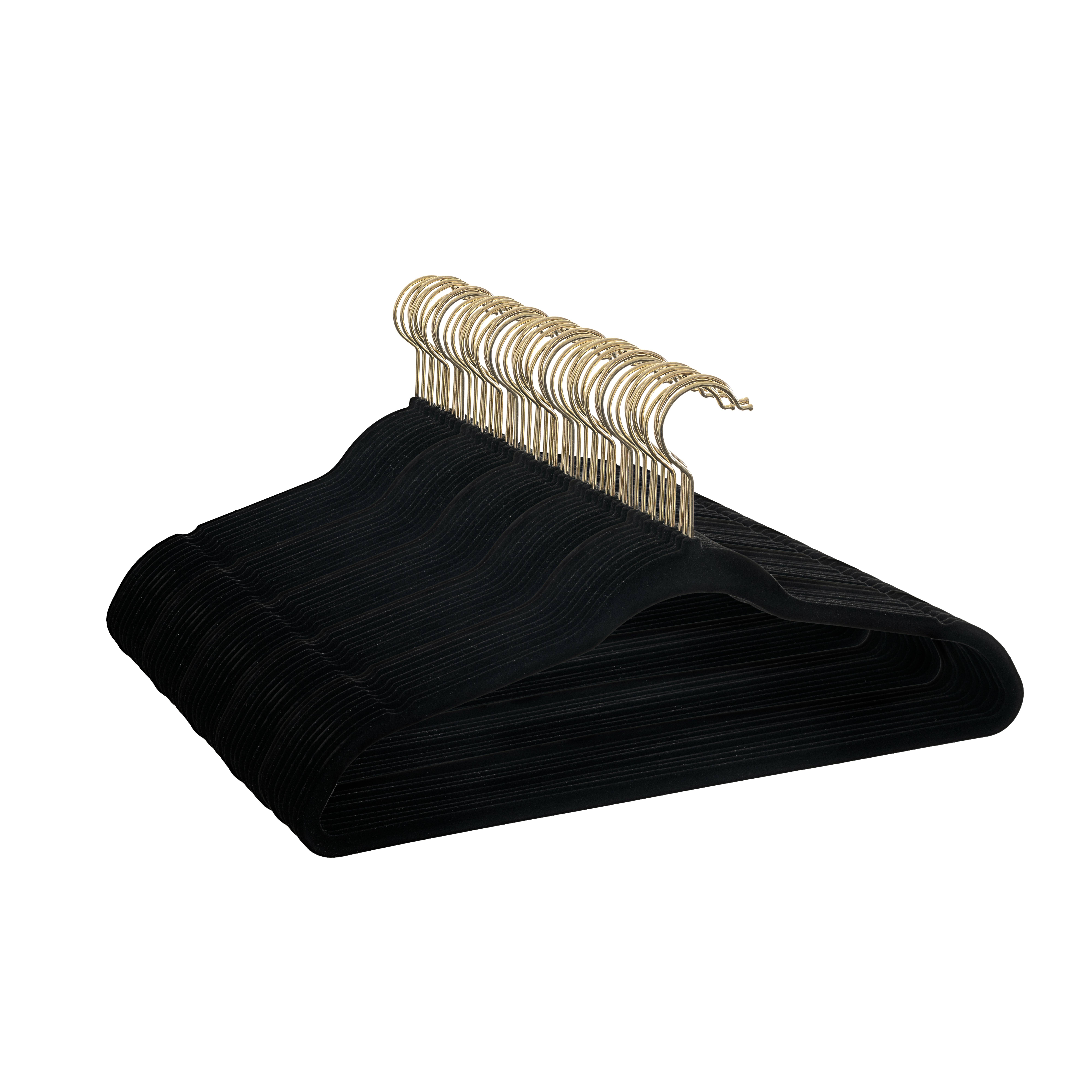 Better Homes & Gardens Non-Slip Velvet Clothing Hangers, 50 Pack, Black, Size: Space Saving