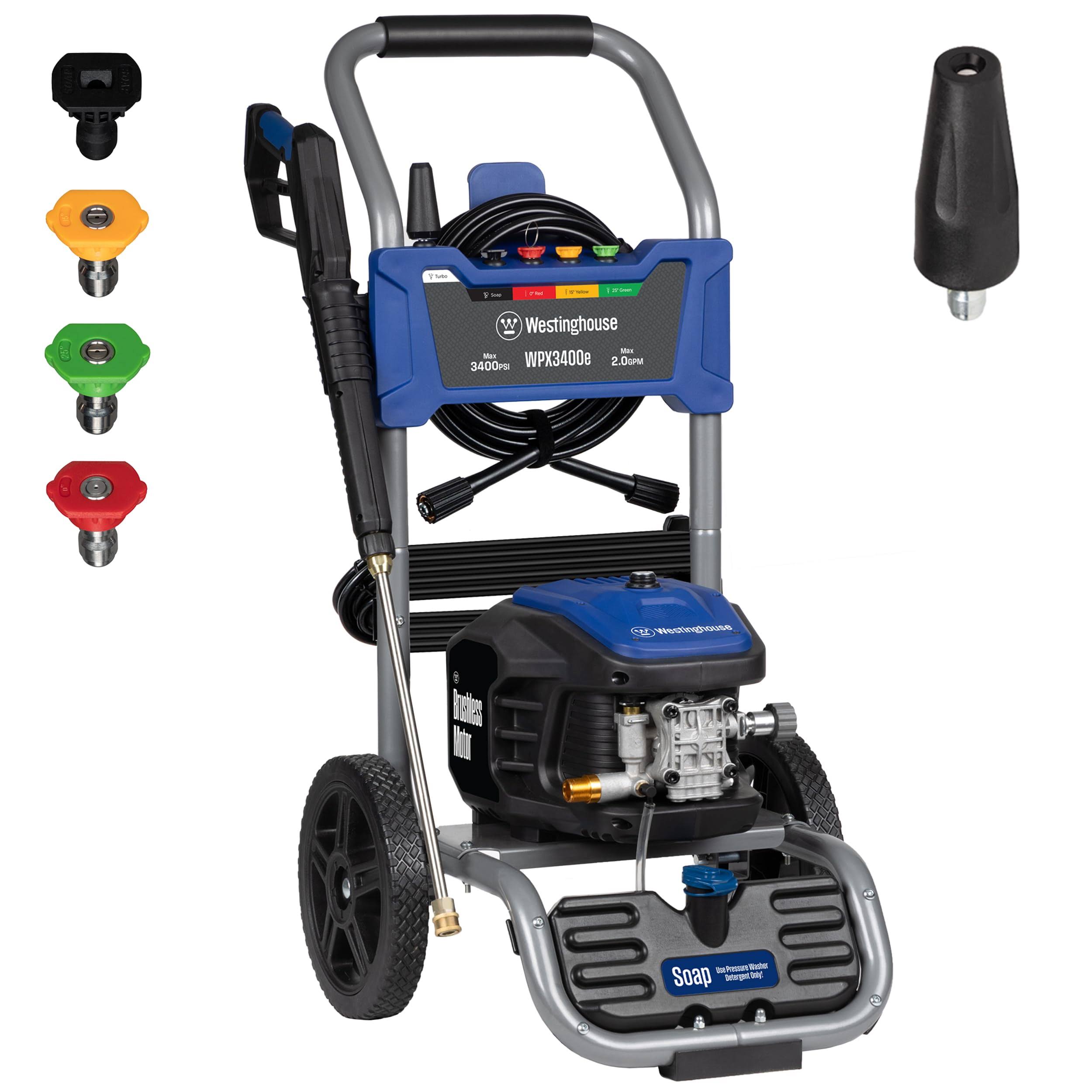 Westinghouse 3400-psi, 1.76-Gpm Brushless Motor Electric Pressure Washer with 5 Nozzles & Soap Tank