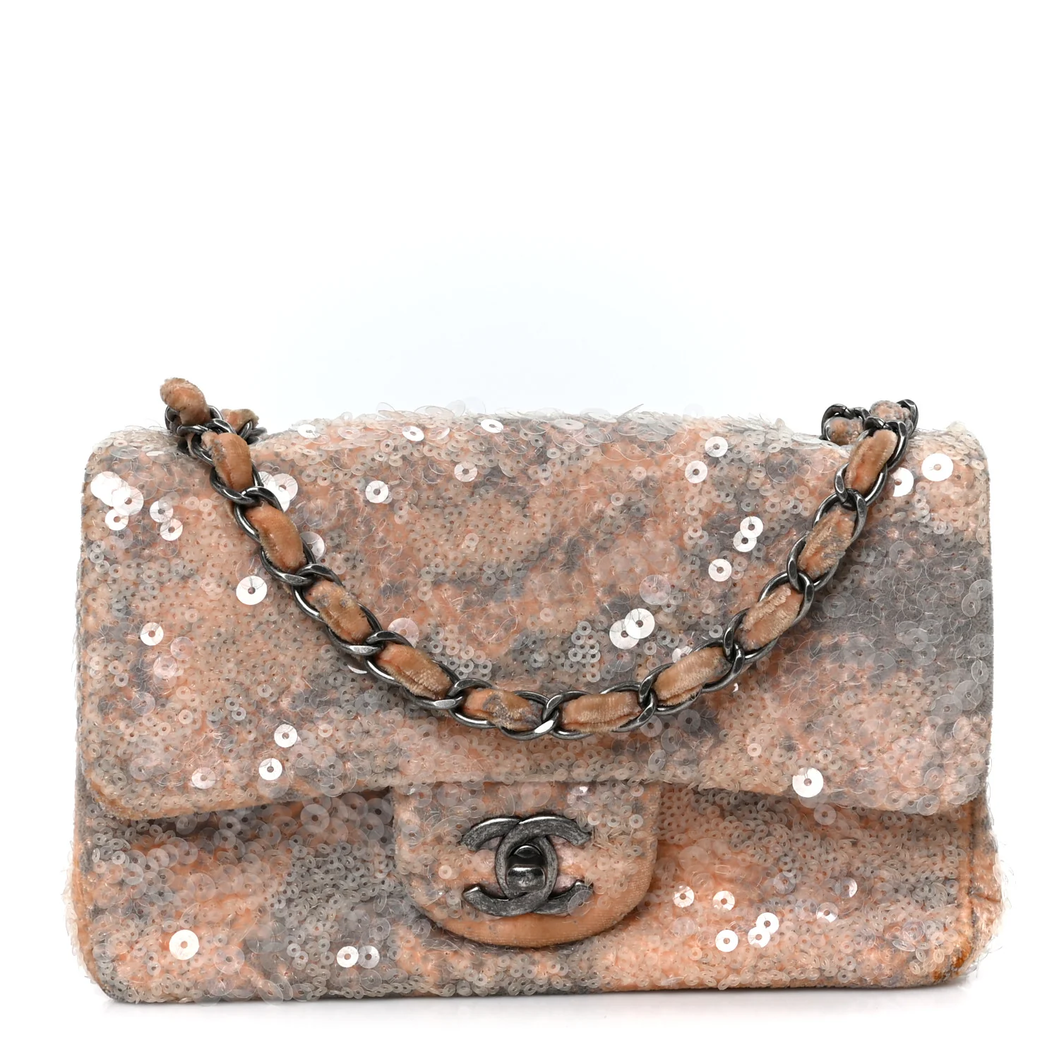 Sequin Mini Flap Light Orange Grey
