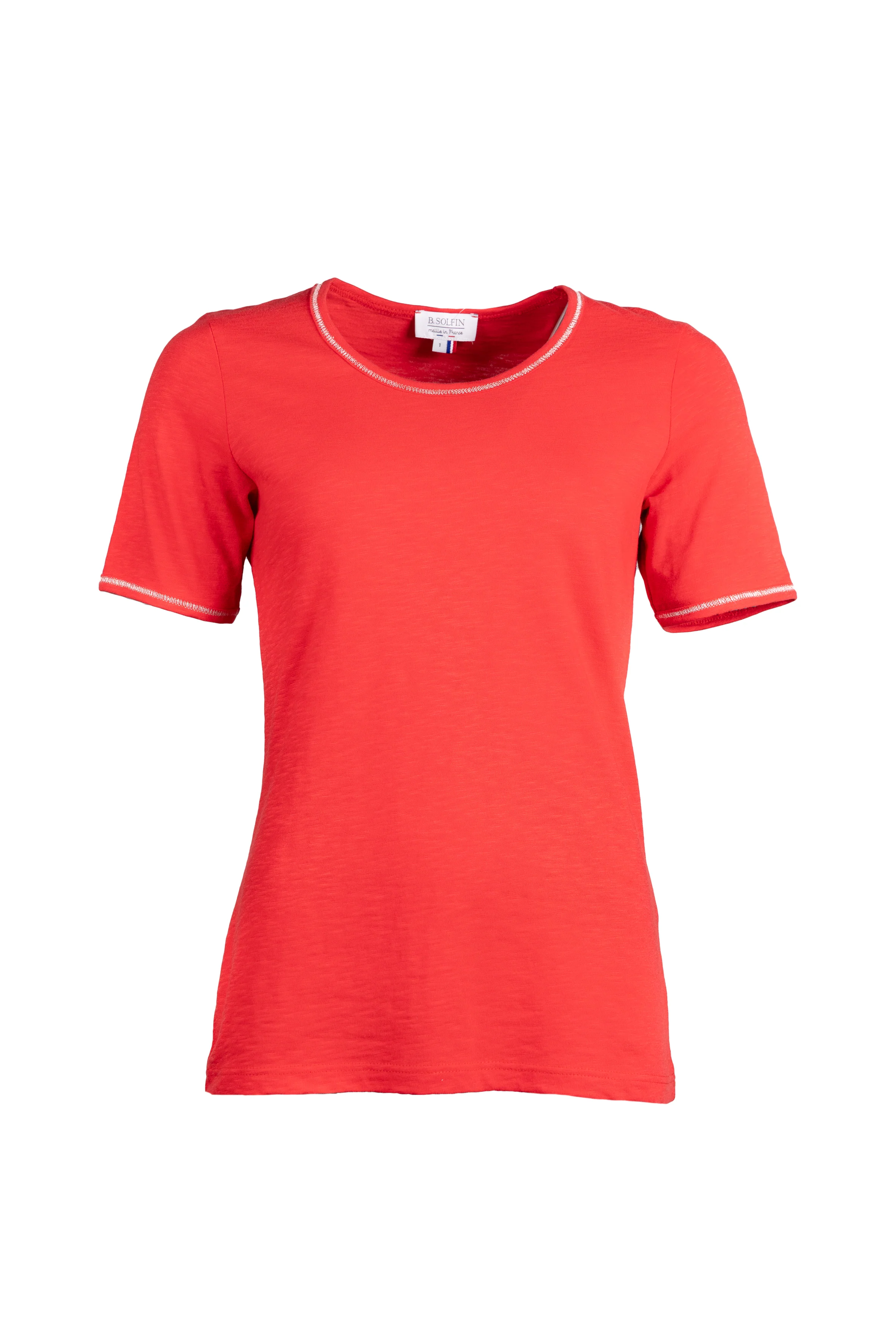 Tee-shirt coton flammé manches courtes rouge