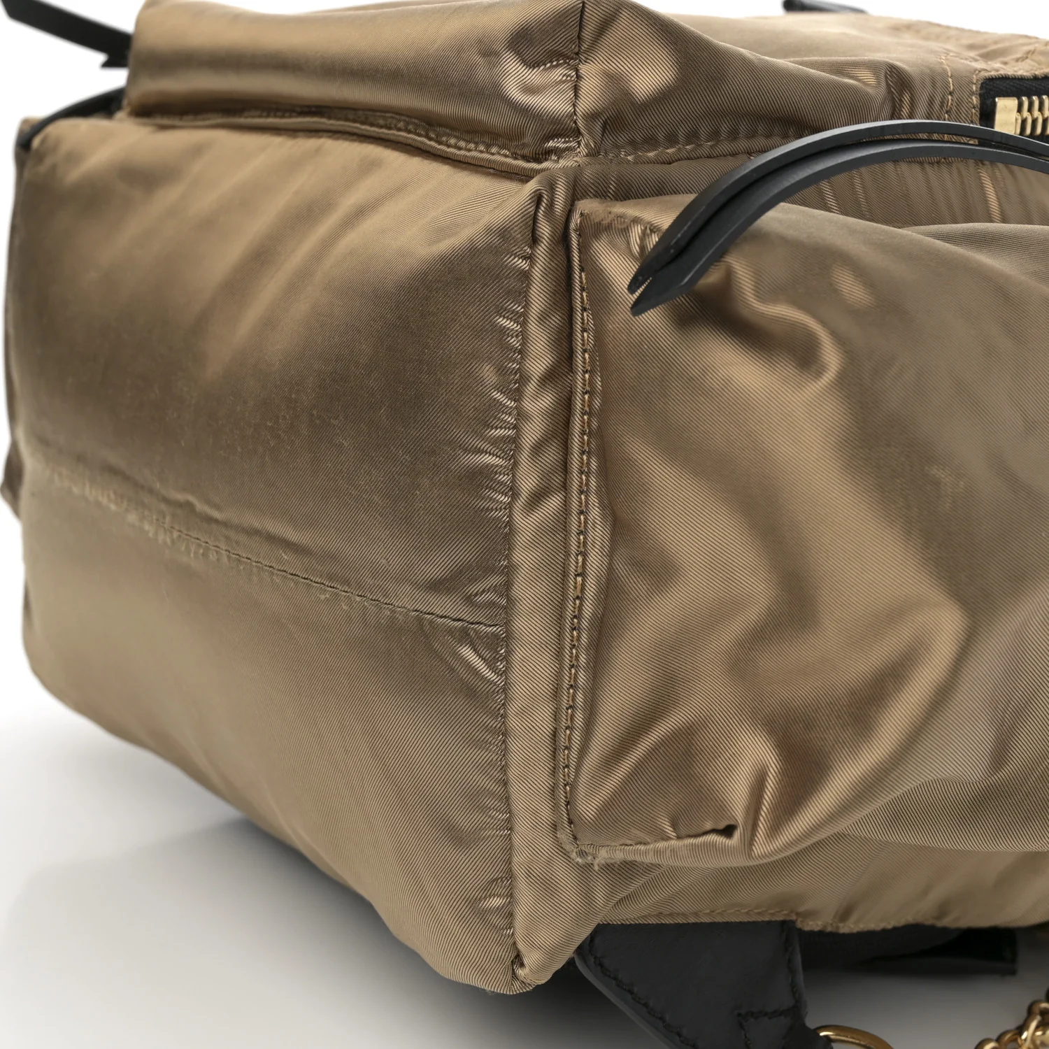 Metallic Satin Nylon Medium Rucksack Backpack Gold