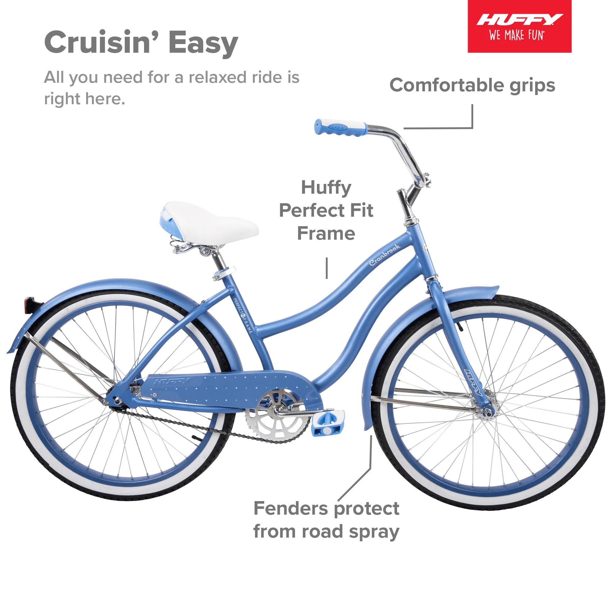 24" Cranbrook Girls' Cruiser Bike with Perfect Fit Frame, Ages 12+ Years, Periwinkle - Image 2