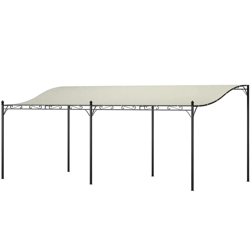 Aimee Lii 10' x 20' Wall-Mounted Outdoor Pergola Canopy, Metal Patio Canopy with Drainage Holes for Backyard Garden, Tents for Parties, Shade Canopy, Outdoor Canopy, Cream White