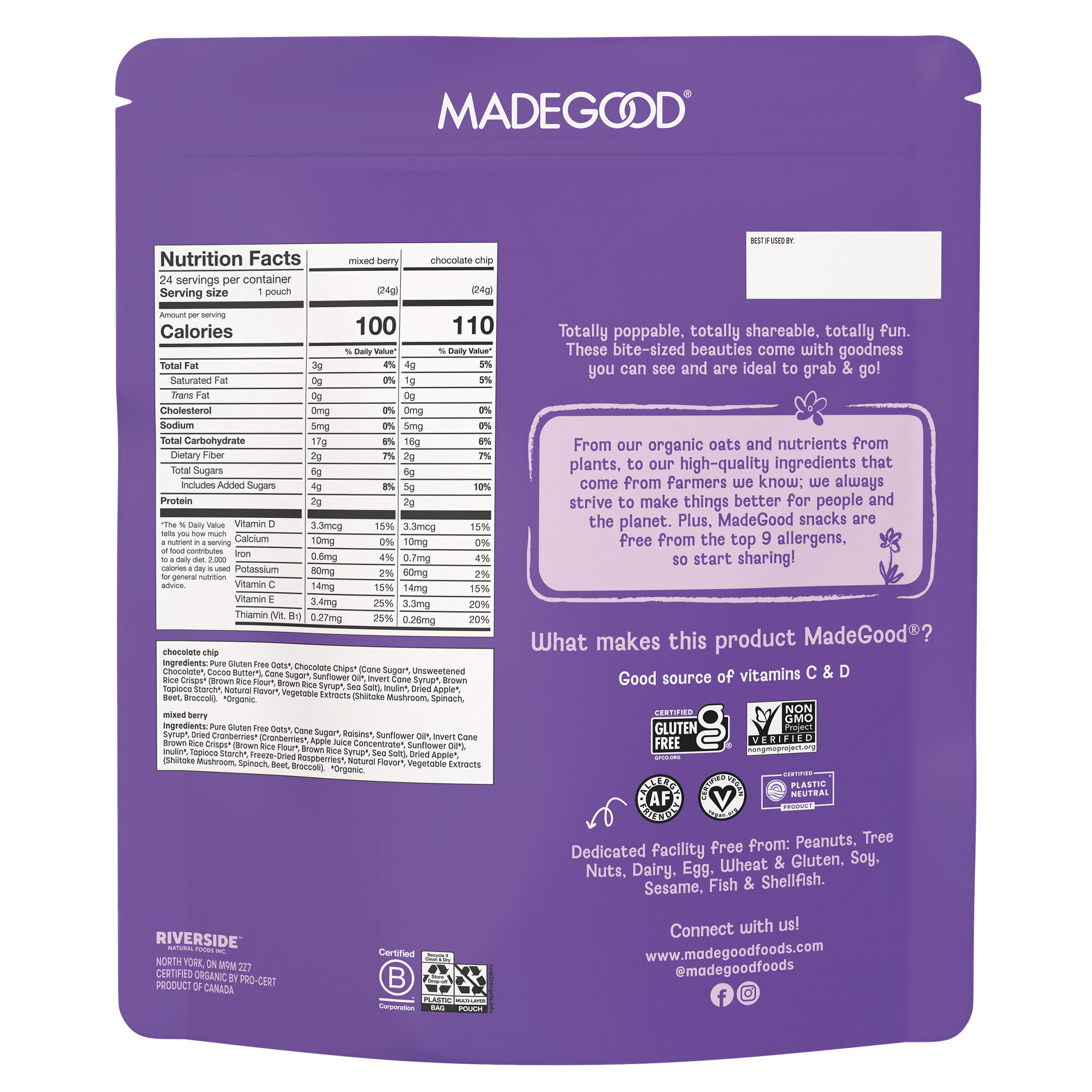 Madegood Organic Granola Minis, Variety Pack, 0.85 oz, 24 - Count