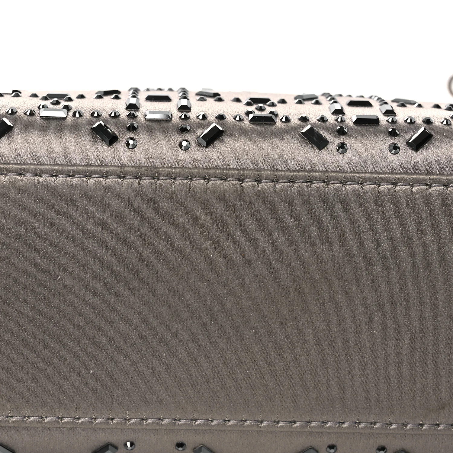 Satin Crystal Cannage Mini Lady Dior Gray