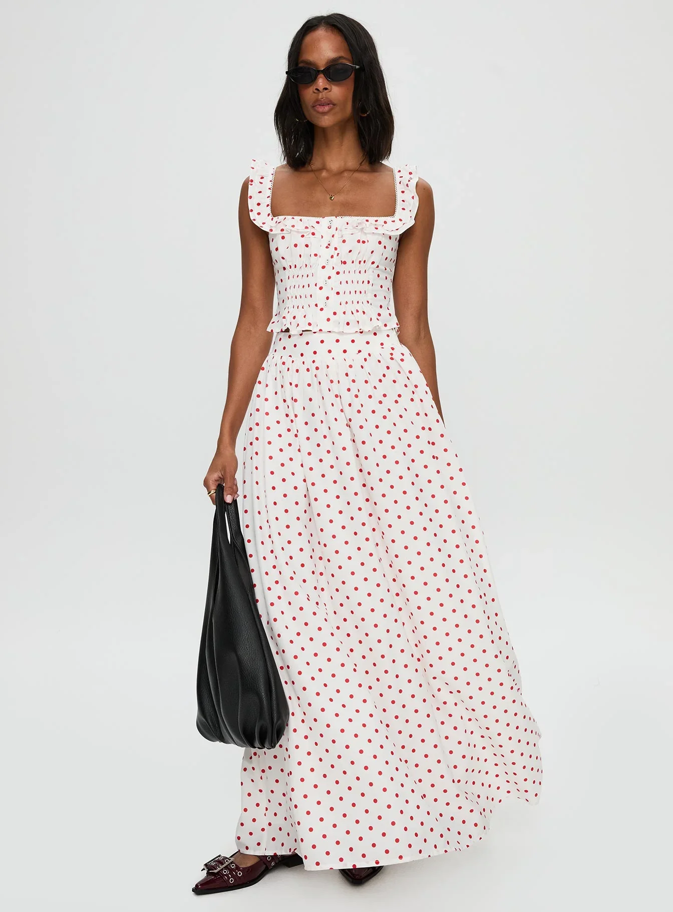 Valerio Maxi Skirt White / Red