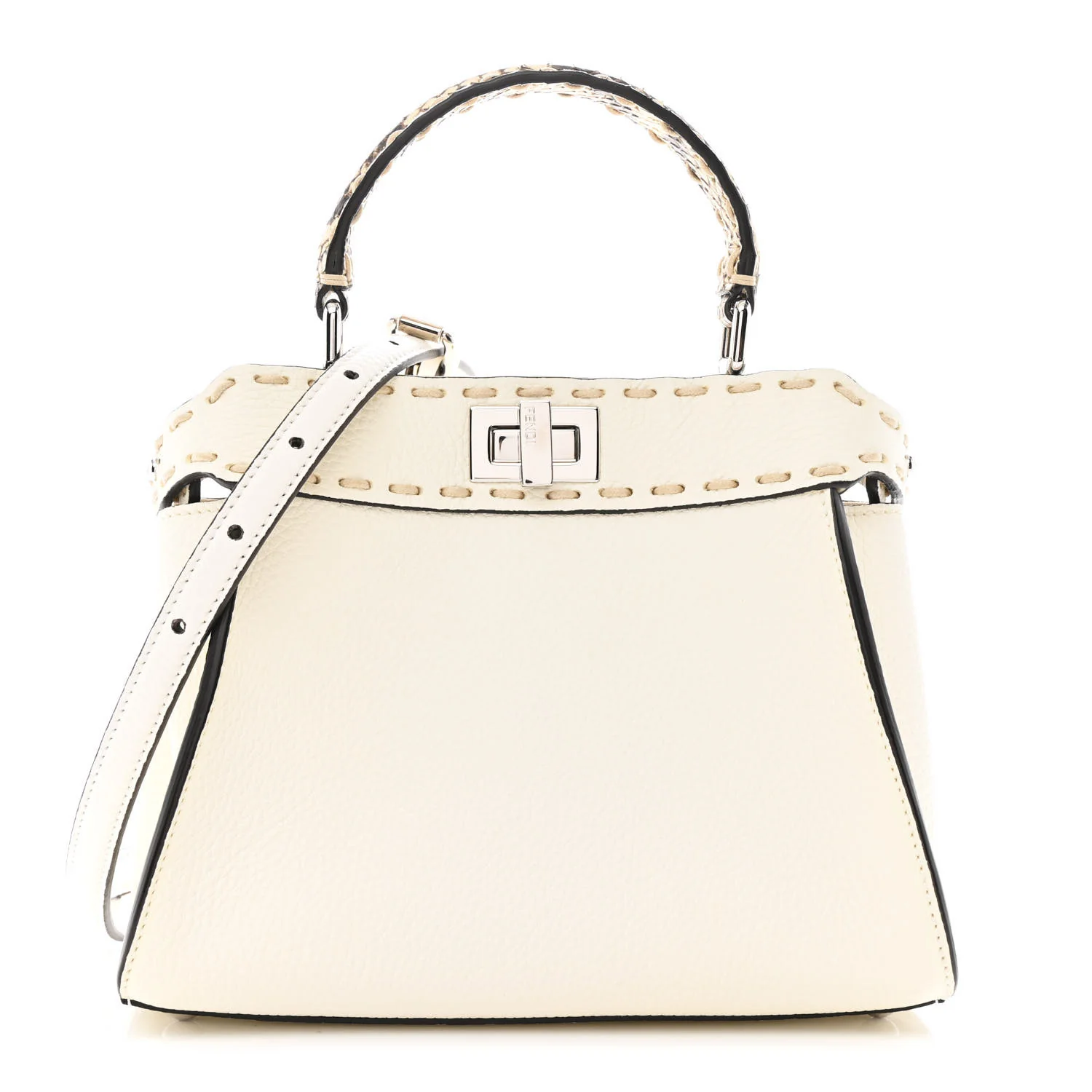 Cuoio Romano Snakeskin Selleria Mini Peekaboo Iconic Satchel White Stone