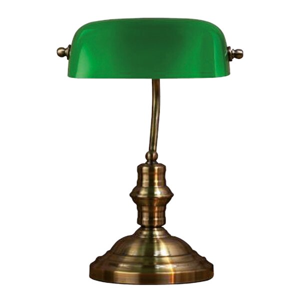 Bankers bordlampe 42 cm antikk/grønn