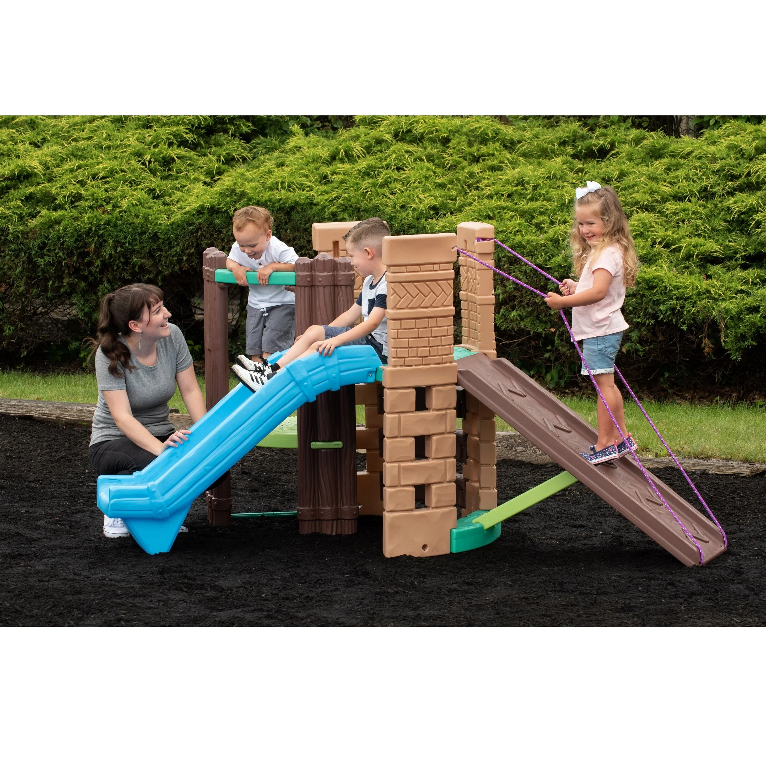 Little Tikes 2 in 1 Castle Playground Climber and Slide with Ladder and Plank, Fits Up to 3 Kids, Indoor and Outdoor Backyard Playground Set, Multicolor For Toddlers Boys Girls Ages 3 4 5+ Image 7
