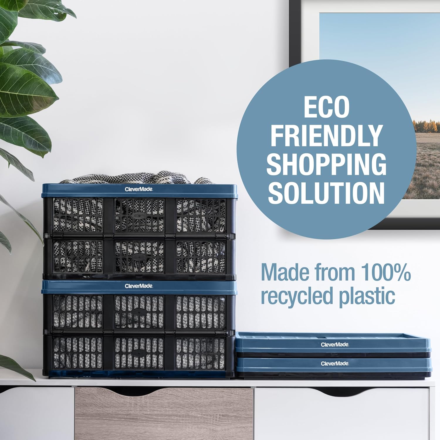 CleverMade Collapsible Utility Crate (100% Recycled) - 45L - Obsidian