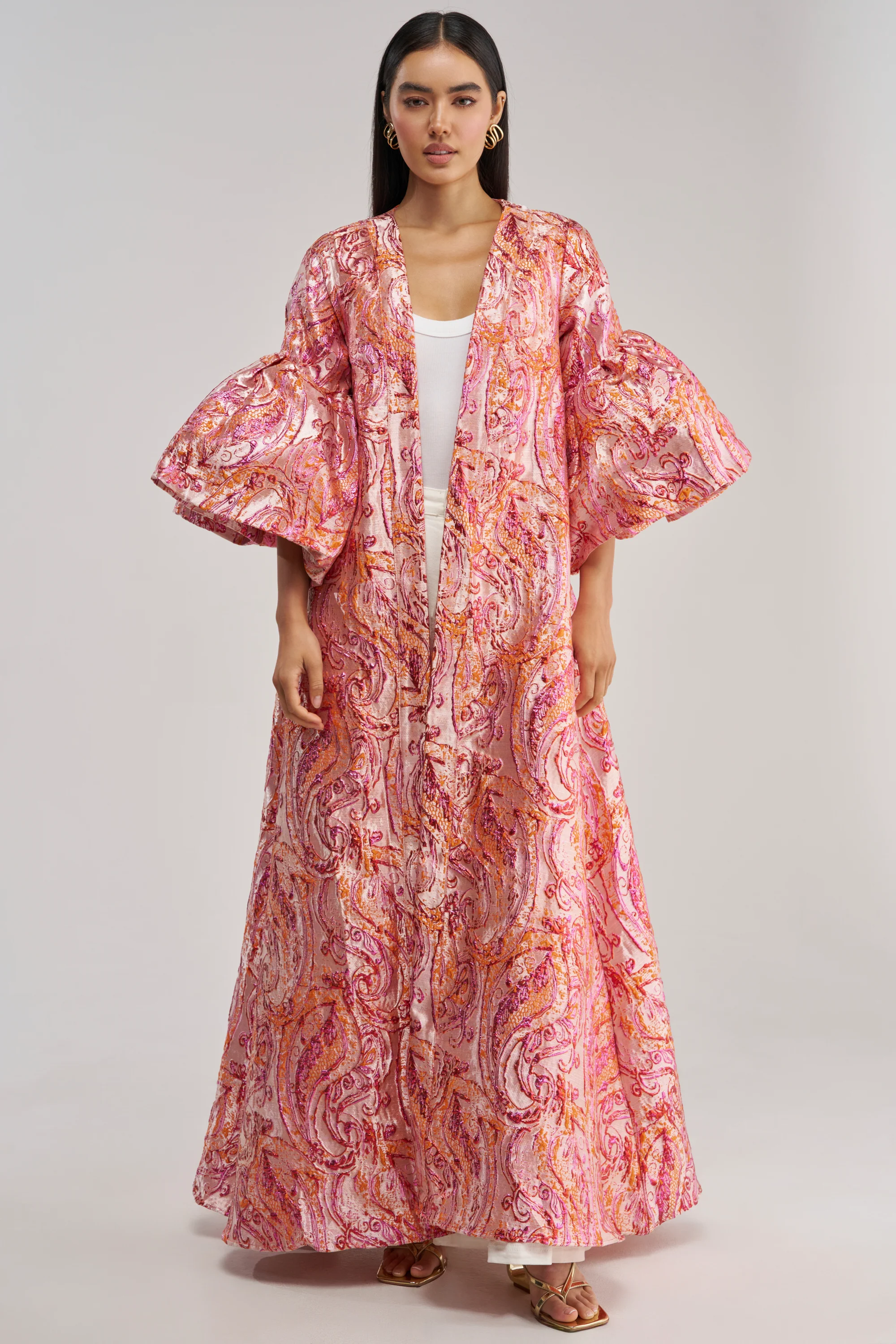 PINK SORBET BROCADE DUSTER - Akira Store