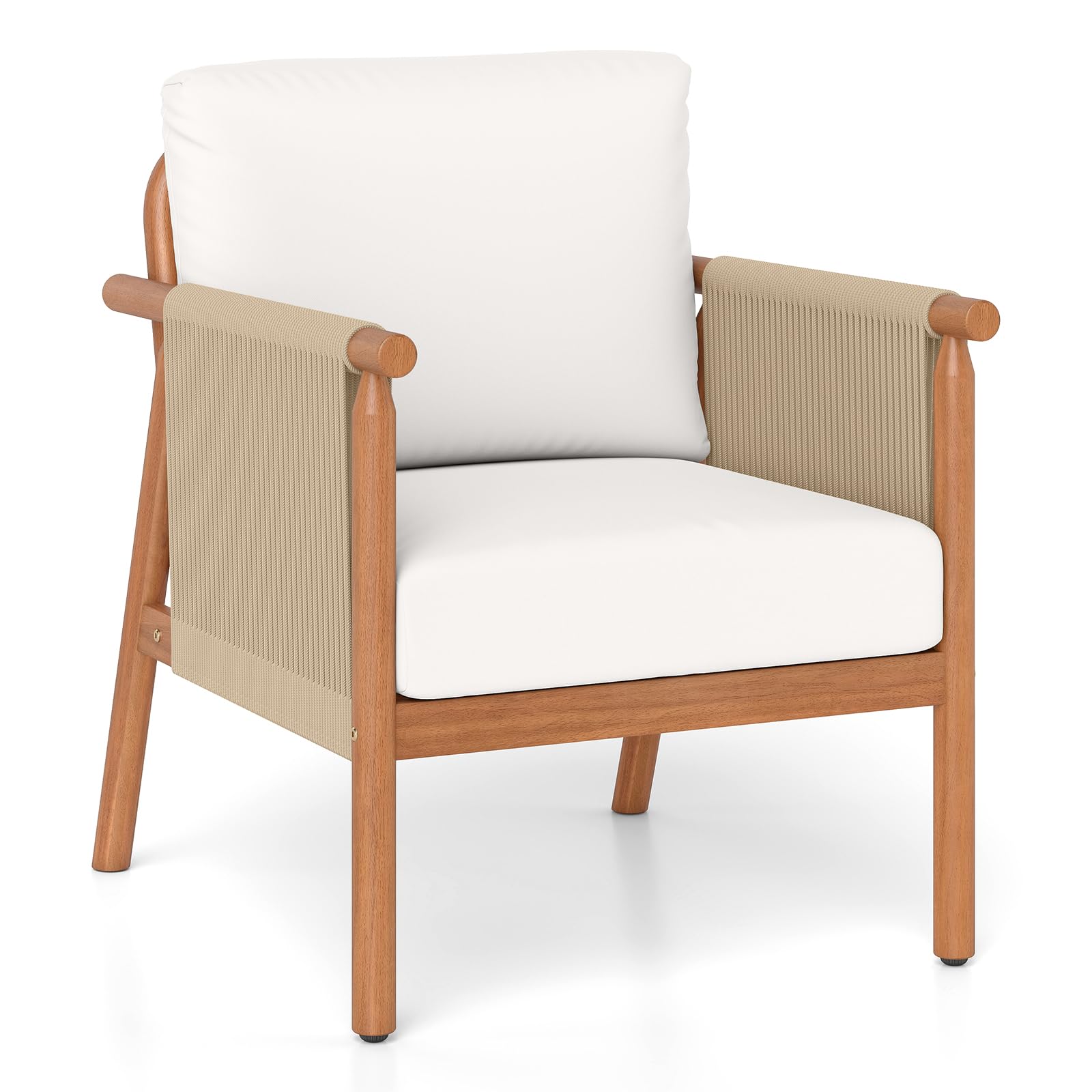 Tangkula Acacia Wood Patio Club Chair Boho Accent Chair（1/2/4）