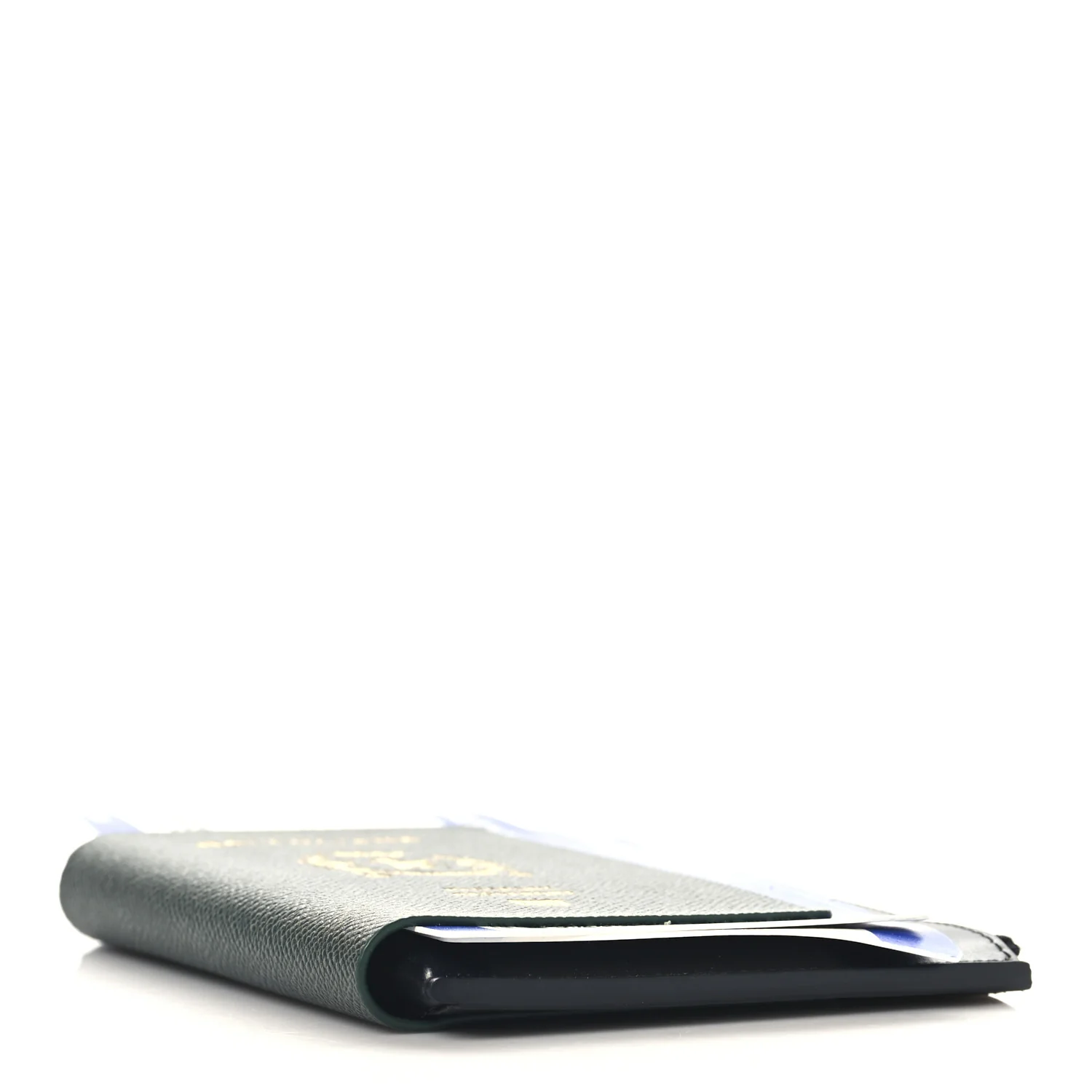 Textured Calfskin Passport Phone Holder Green
