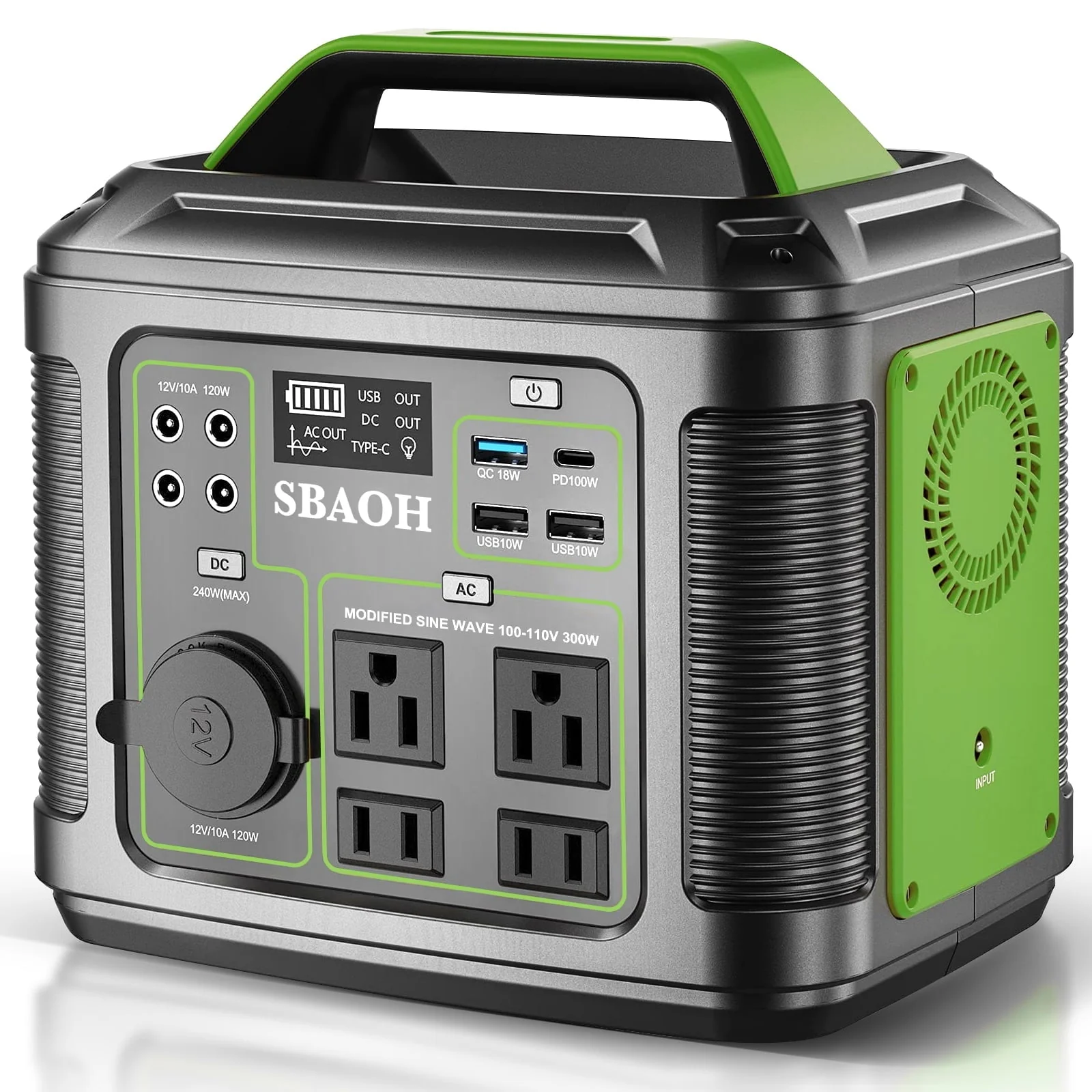 Ifanze 300W Portable Power Station, 296wh 80000mah Outdoor Solar Generator Quick Charge 110V AC Outlets DC Ports for Home Backup, Outdoor RV Camping, Emergency Lithium Battery, Power Outages, Black