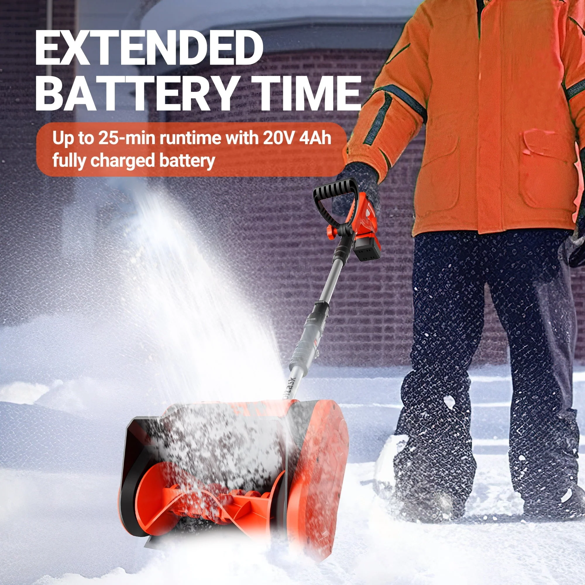 20V 10 Inch Cordless Snow Shovel Lightweight, Battery Quick Charger Included Image 5