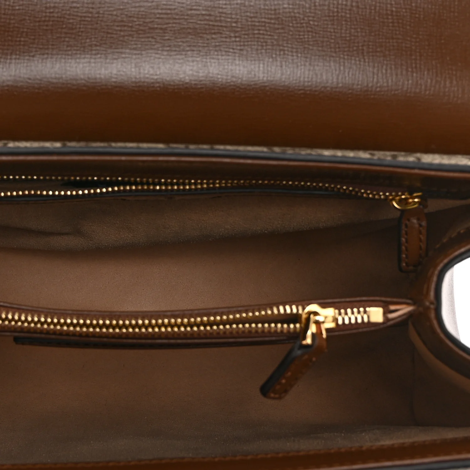 GG Supreme Monogram Calfskin Medium Horsebit 1955 Top Handle Bag Beige Ebony Brown Sugar
