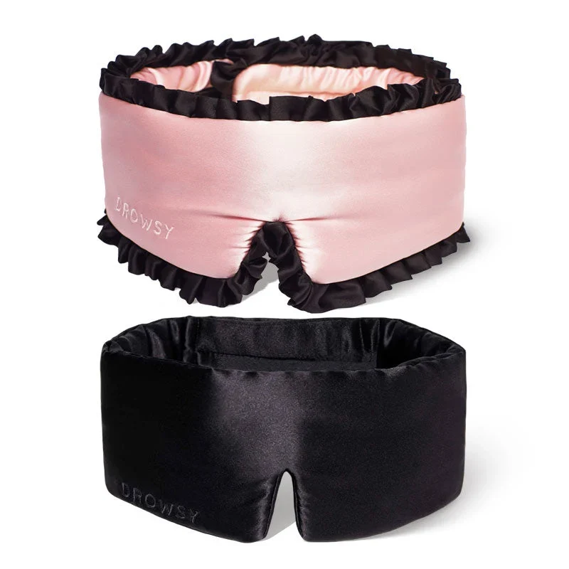 2-Pack Sleep Masks | Sleep and the City Pink & Black + Black Jade