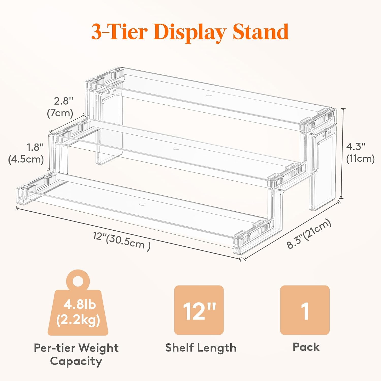 Lifewit 12″ Spice Rack, Perfume Cologne Stand, Tool-Free Assembly, 1 Pcs