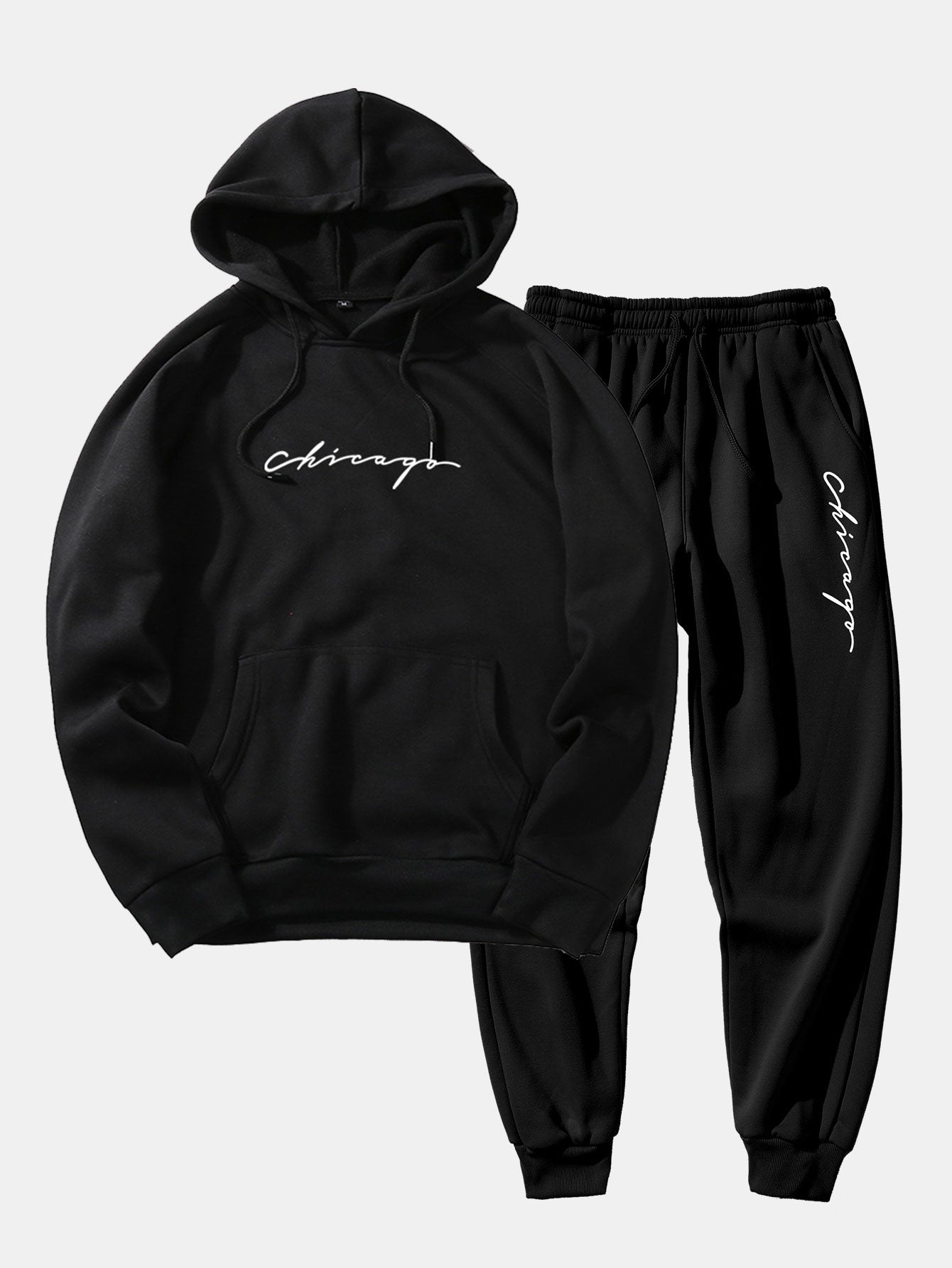 Sweat à capuche raglan imprimé Chicago et pantalon de jogging