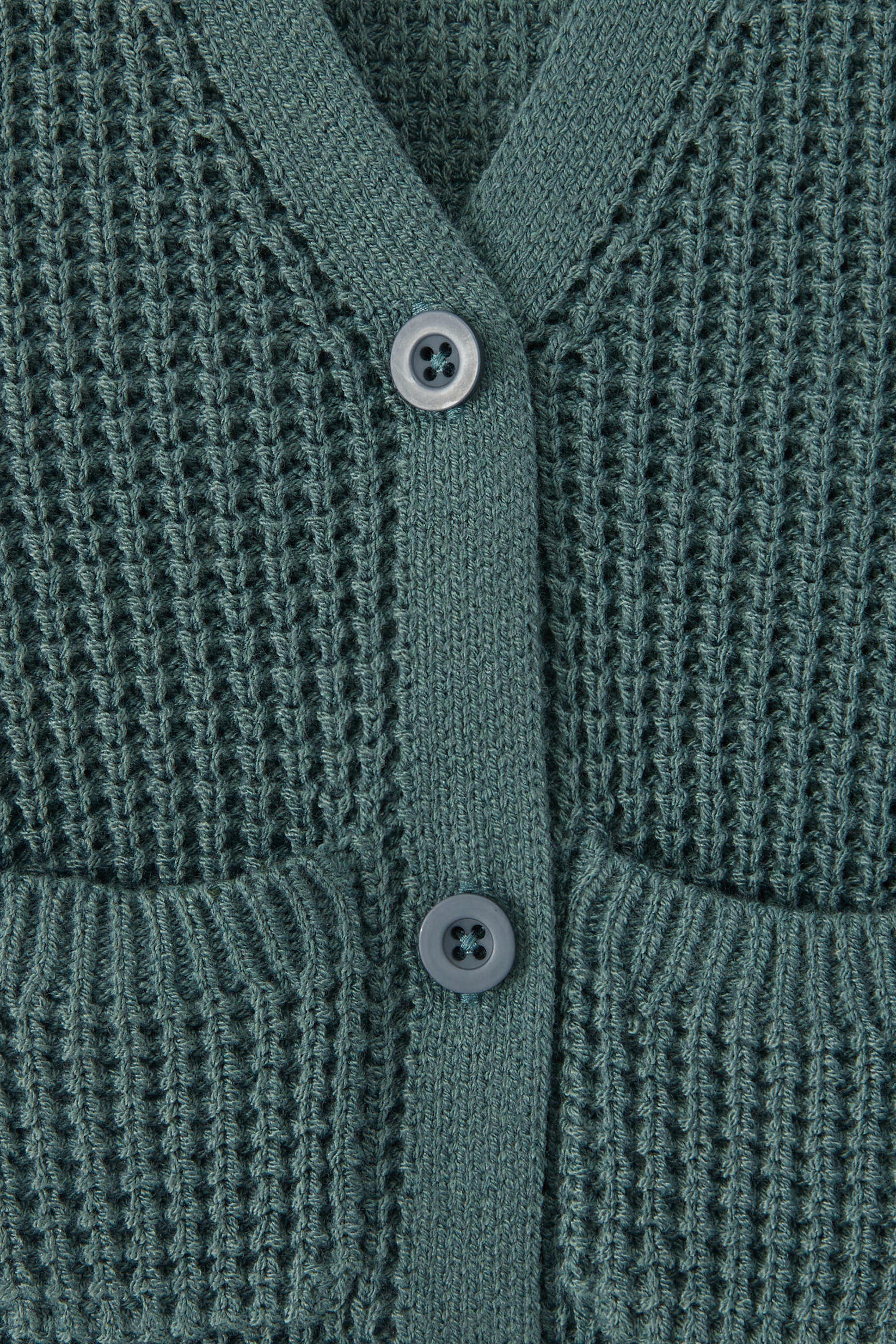 Chunky Knit Waffle Cardigan in Pine