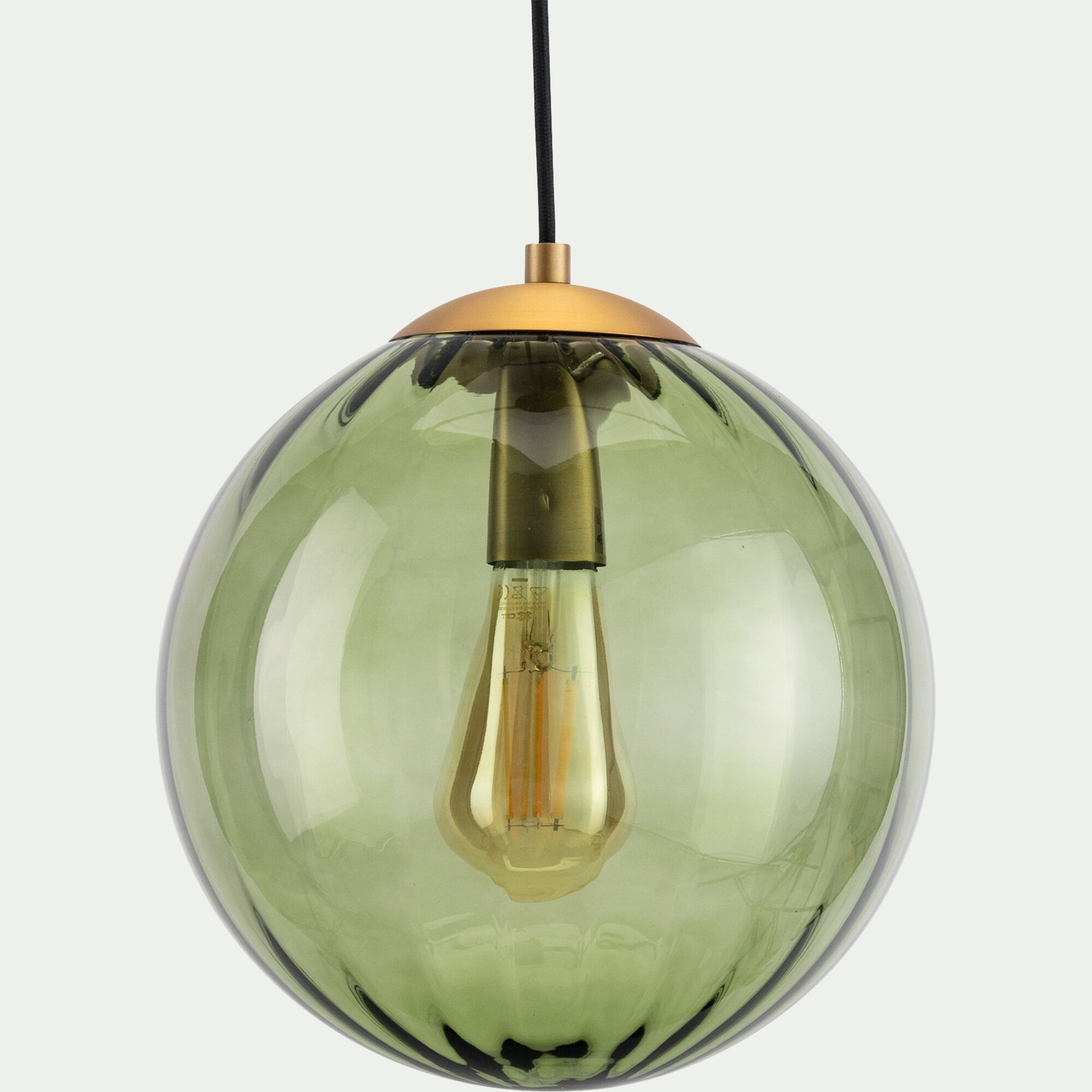 MONSARAZ - Suspension électrifié en verre et acier D25cm - vert
