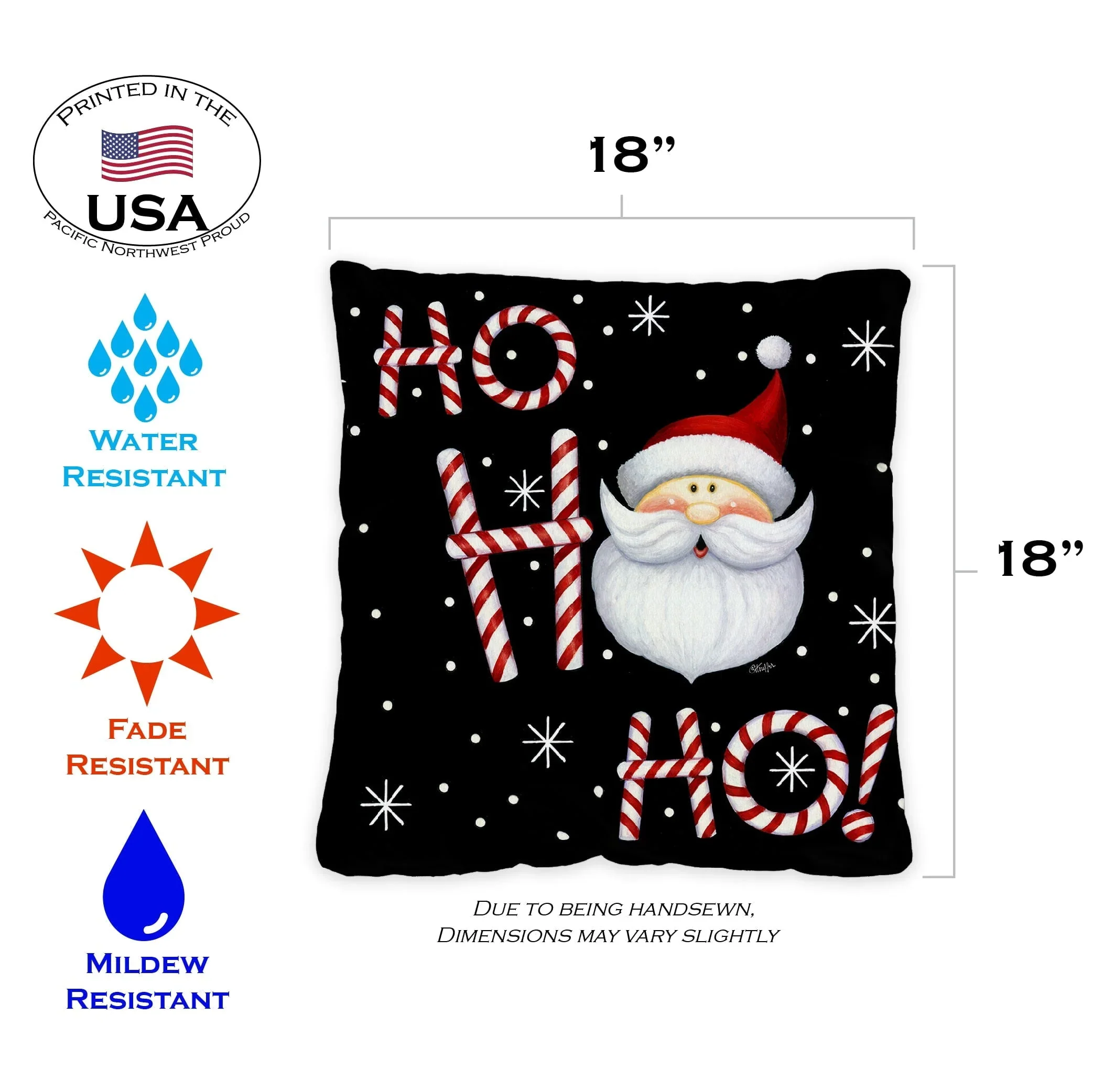 Toland Home Garden Set of 2 Ho Ho Ho Santa Winter Pillow Covers 18x18 Inch Christmas Throw Pillows
