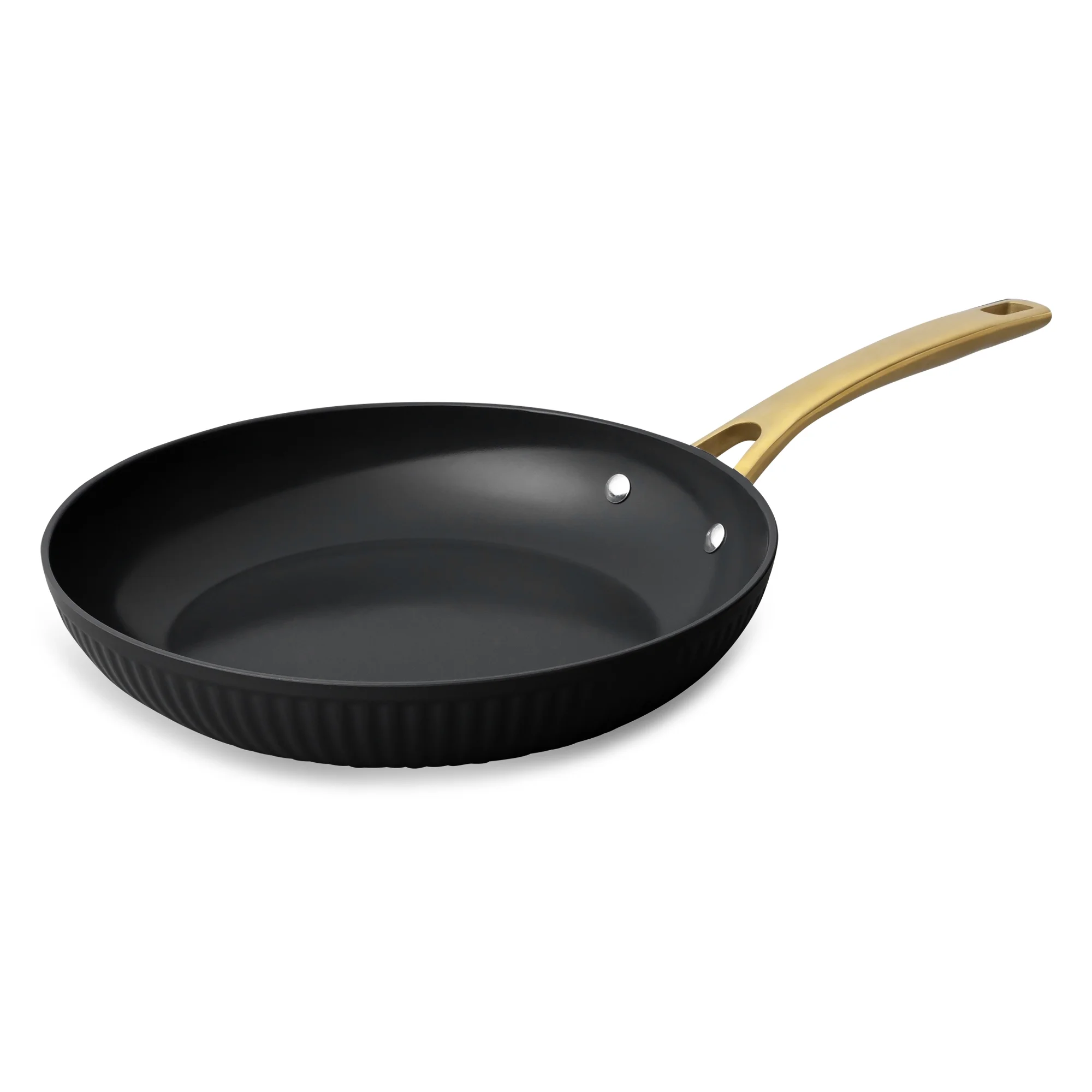 Thyme & Table 12 - Piece Nonstick Signature Ribbed Cookware Set, Pots and Pans Set - Black & Gold