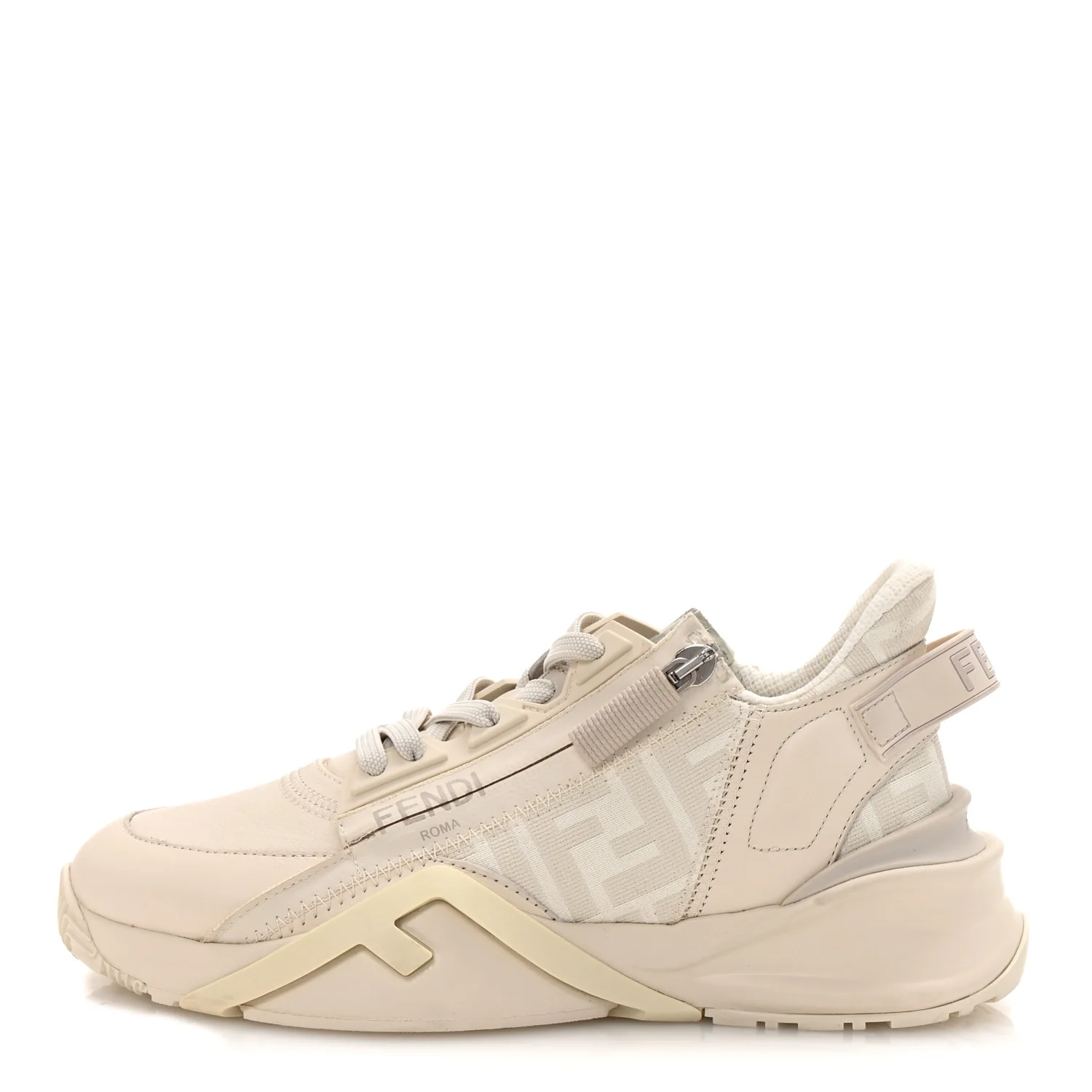Calfskin Fabric FF Fendi Flow Low Top Sneakers 36 White