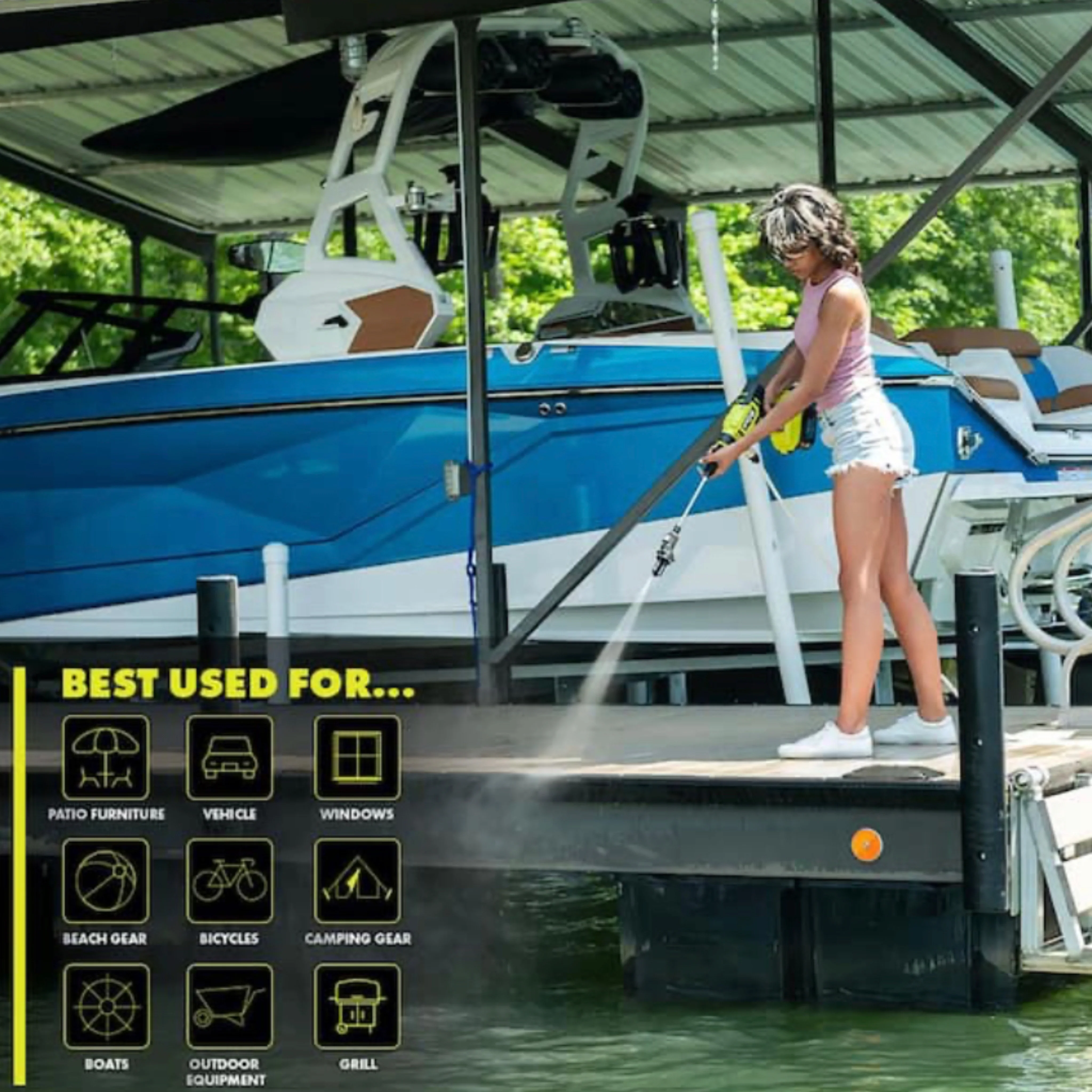 ONE+ HP 600 PSI at 0.7 GPM 18V Cordless Electric Cold water Power Cleaner, 20 ft. Siphon Hose - Image 10