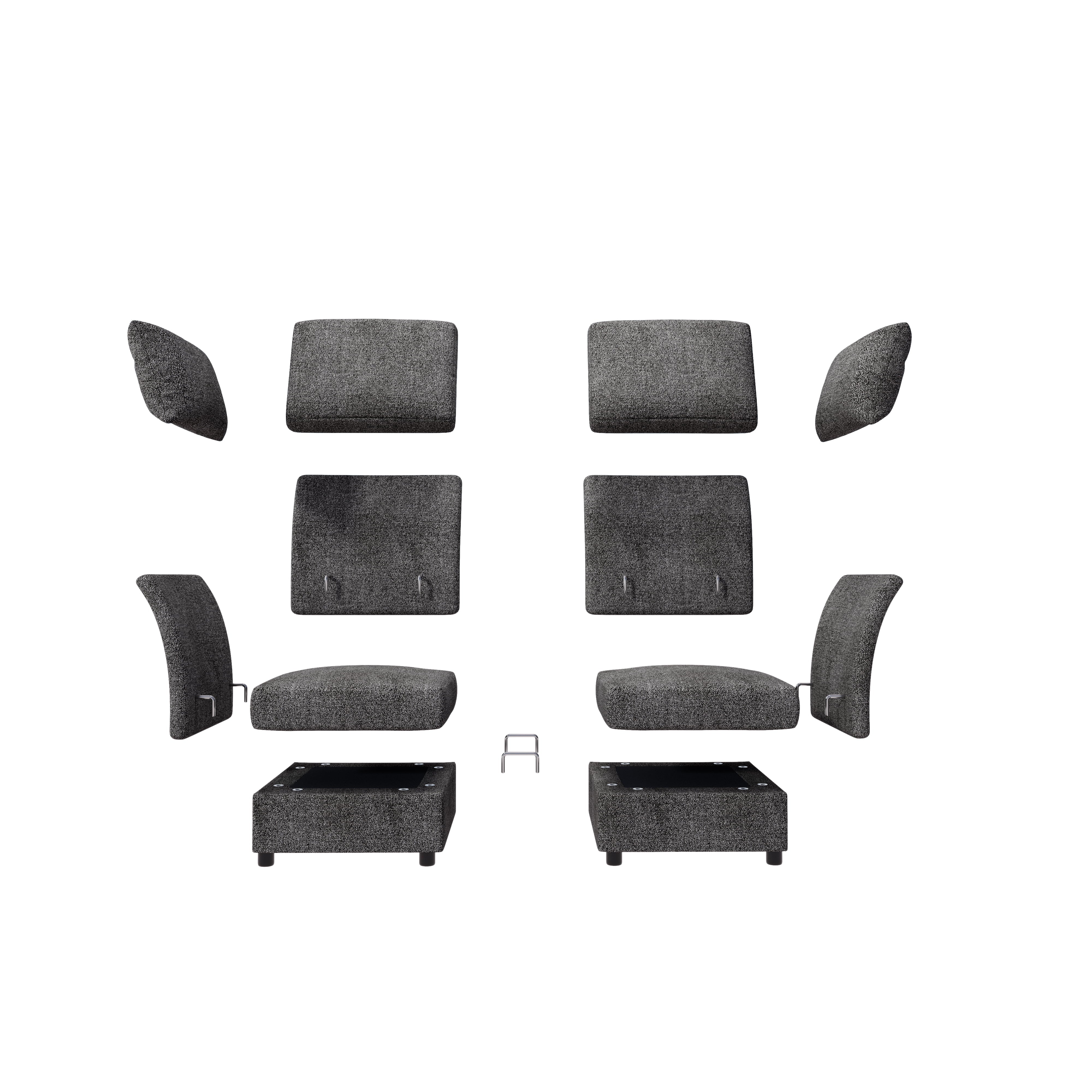 Papajet Sectional Sofa, Modular Sectional Couch with Ottomans- 6 Seat Sofa Couch for Living Room, Convertible U Shaped Couch with Chaise, Oversize W107"xD54"xH37" Dark Grey(5 Seats/Beige)
