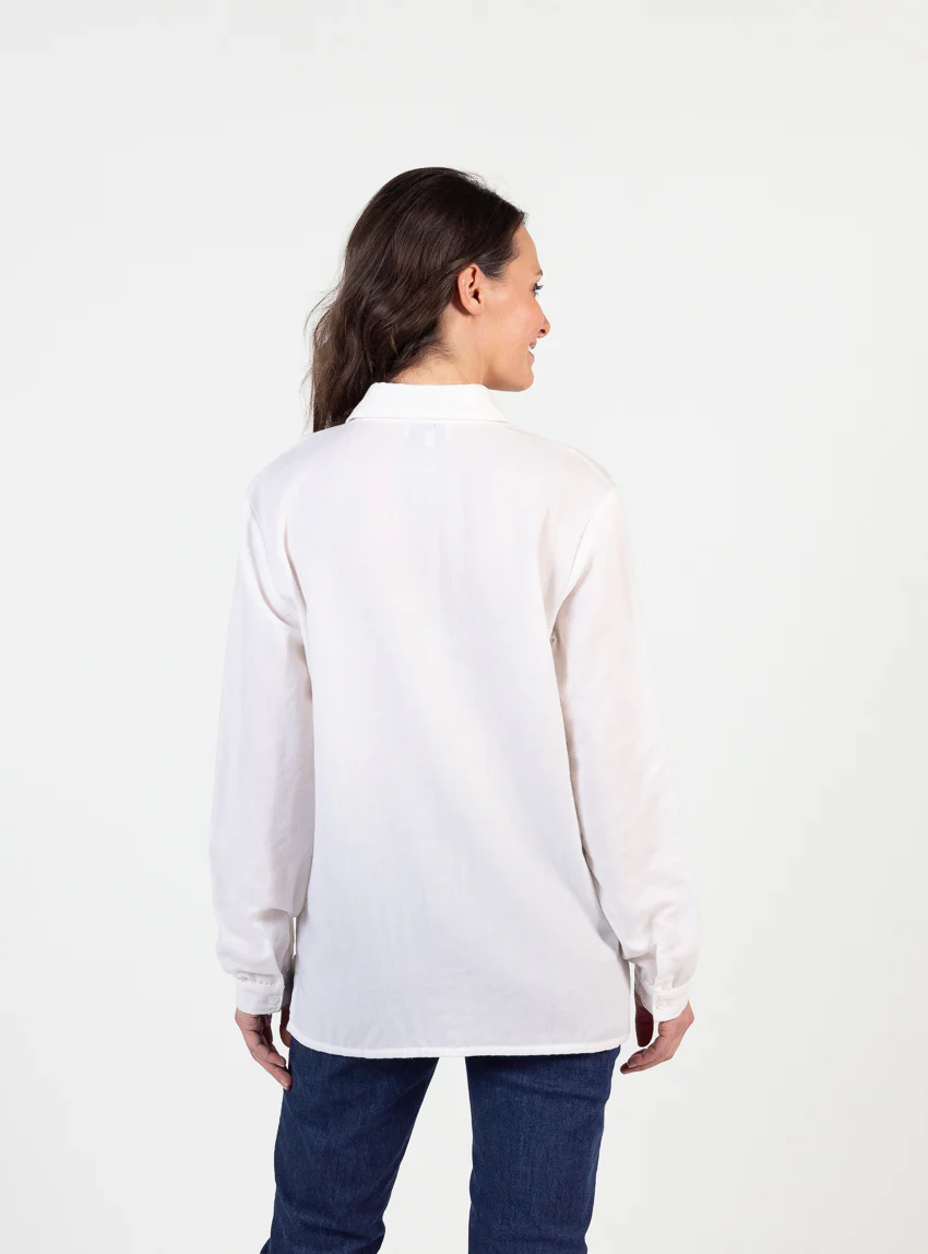 Chemisier uni femme laine blanc écru