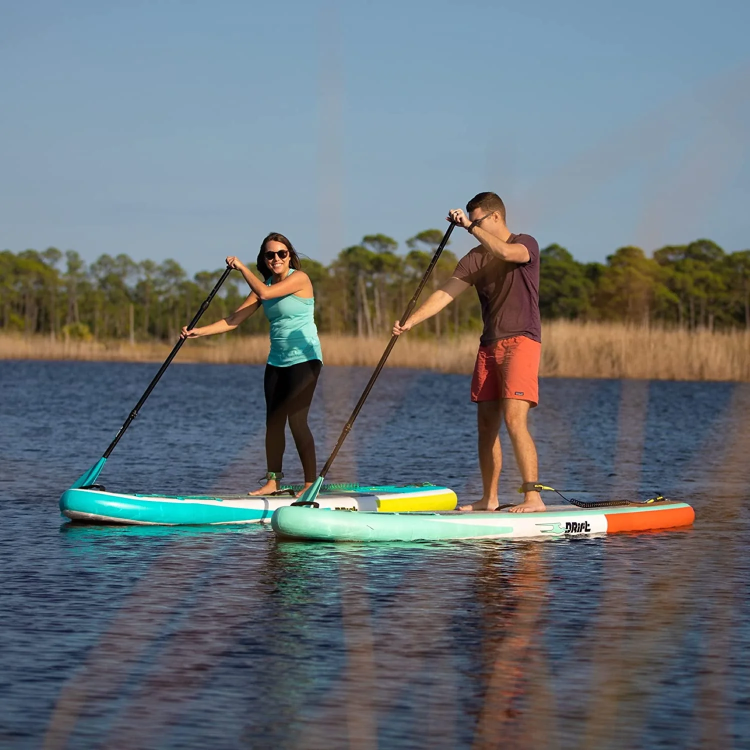 Drift Aero Inflatable Stand Up Paddle Board SUP Paddle Board Accessories, Including Pump, Paddle, and More Classic Woodgrain, Adult, 10'8" Image 6