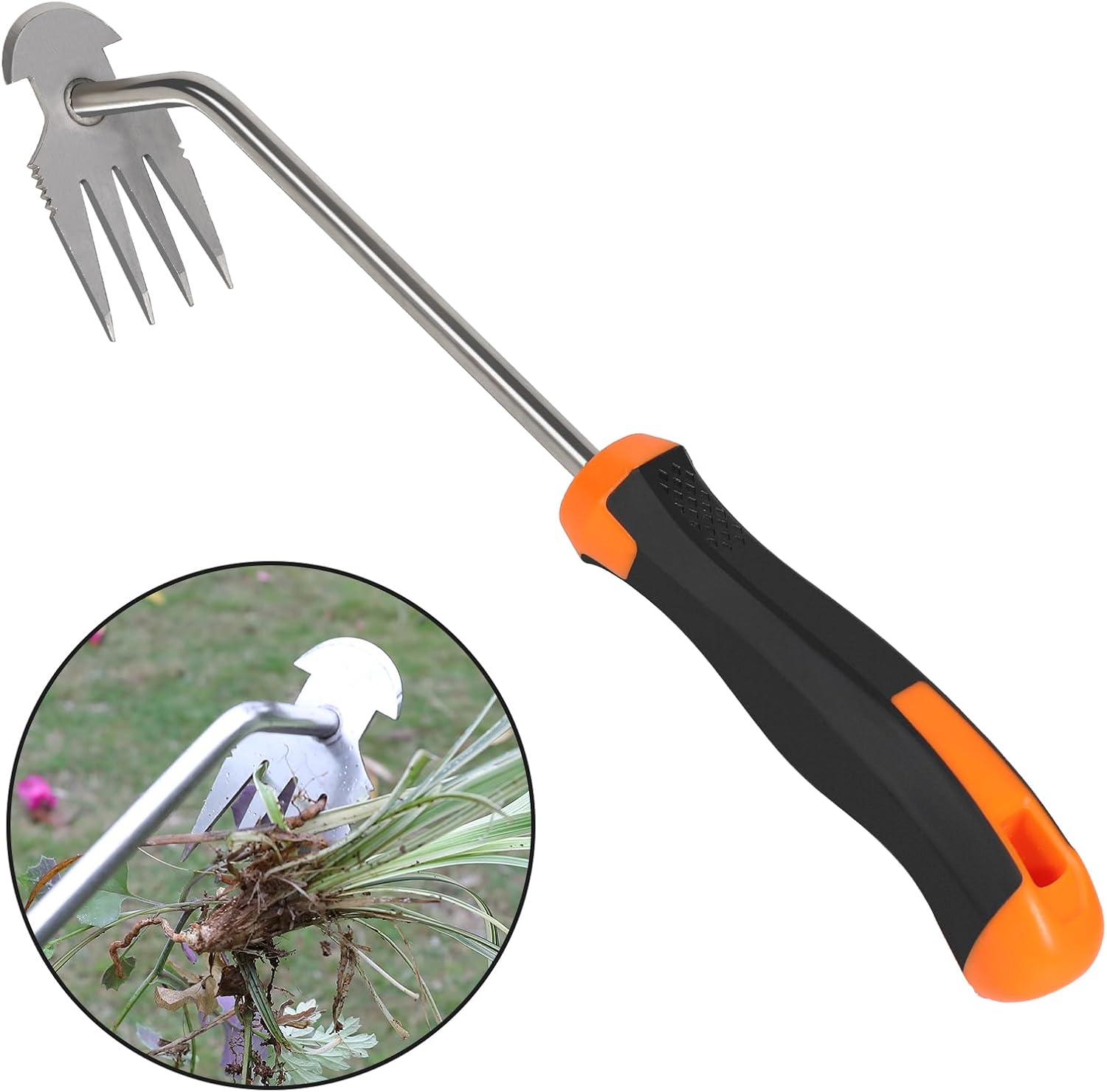 SIXCAR Weed Remover Tool, Portable Garden Weeder Tool, New Gardening Weeding Tools, for Garden Hand Tools for Vegetable Gardening, Backyard Farm Planting & Uprooting Weeding Tool (Rubber Handle)