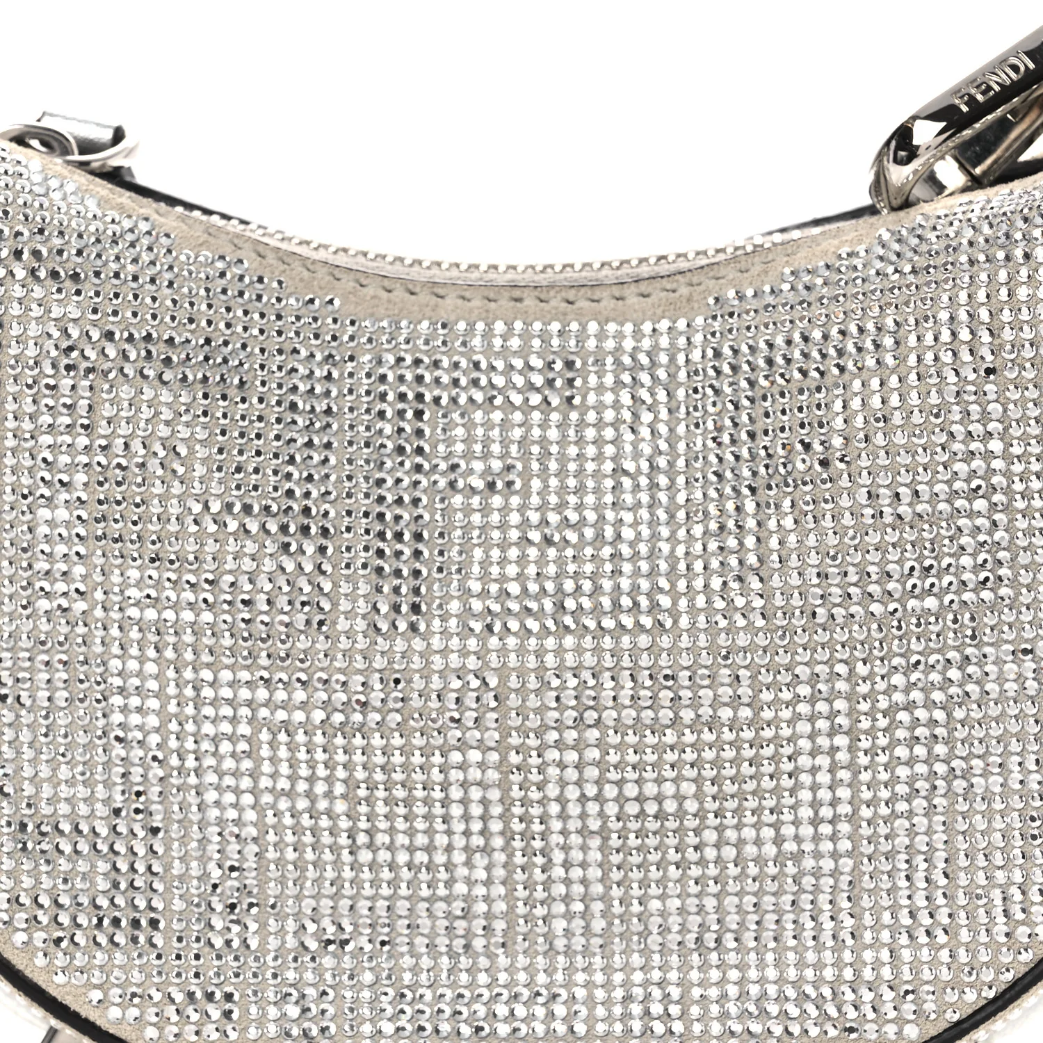 Crystal Vitello Laminato Suede FF Nano Fendigraphy Hobo Charm Grey