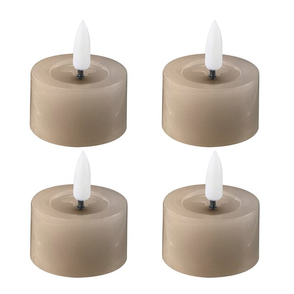 LED telys 4,5x2,5 cm 4 stk taupe