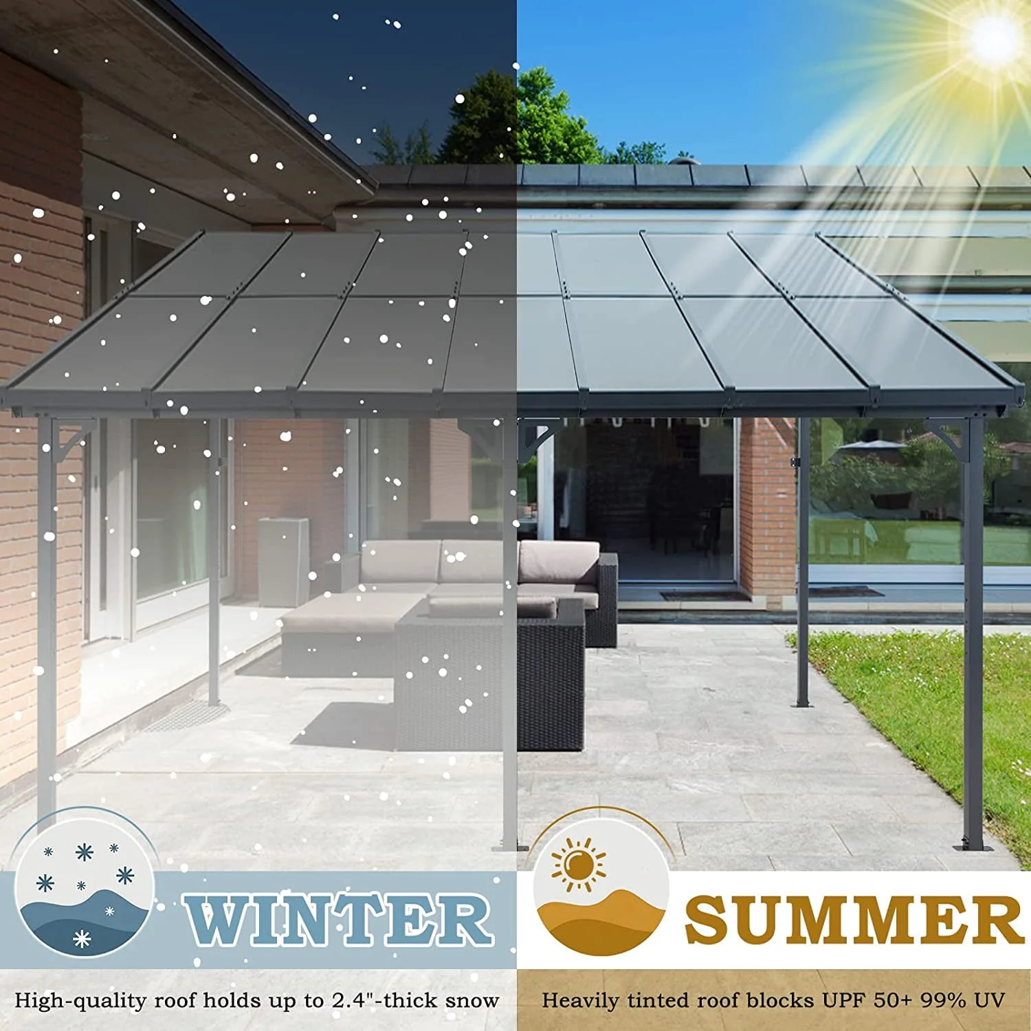 AECOJOY 10' x 14' Hardtop Gazebo Outdoor Aluminum Pergola for Garden, Patio, Backyard - Gray
