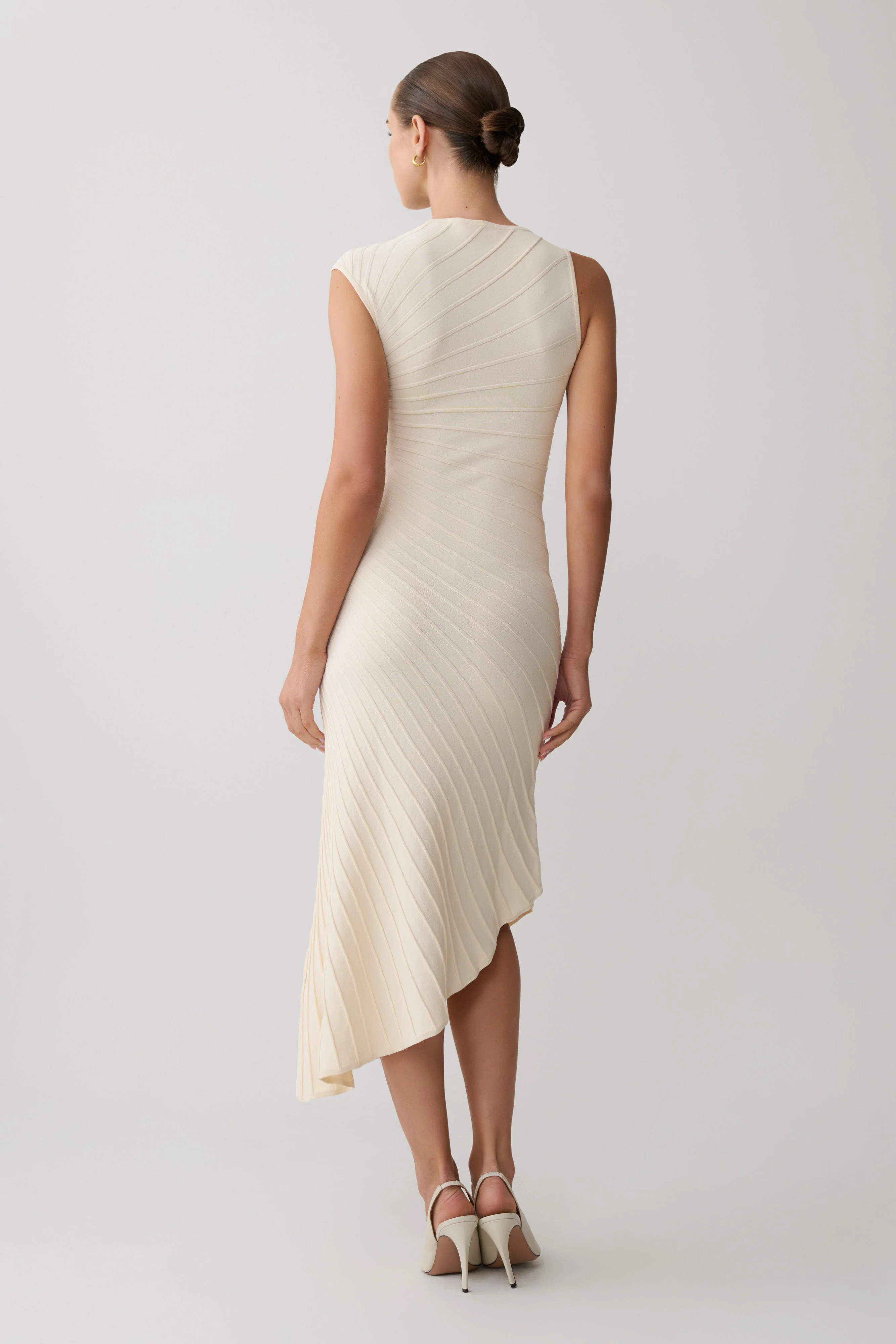 Milasandra Pleated Knit Dress - Ivory