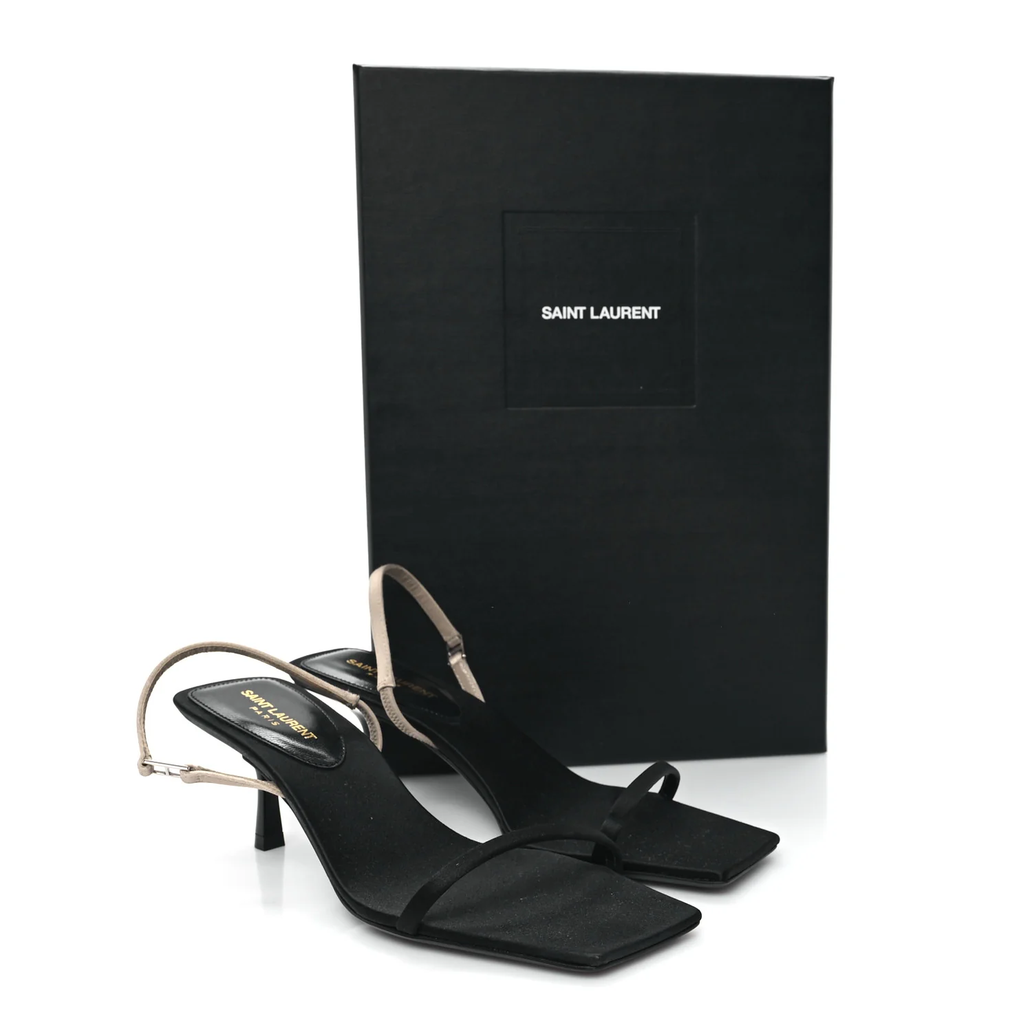 Satin Slingback Jaspe 55 Sandals  35.5 Black Partridge Pink