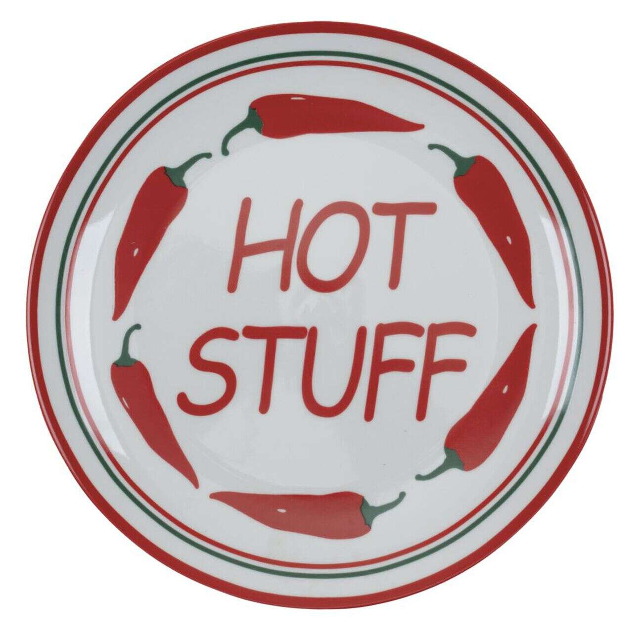 Assiette plate ronde x4 porcelaine motif piment Ø27cm