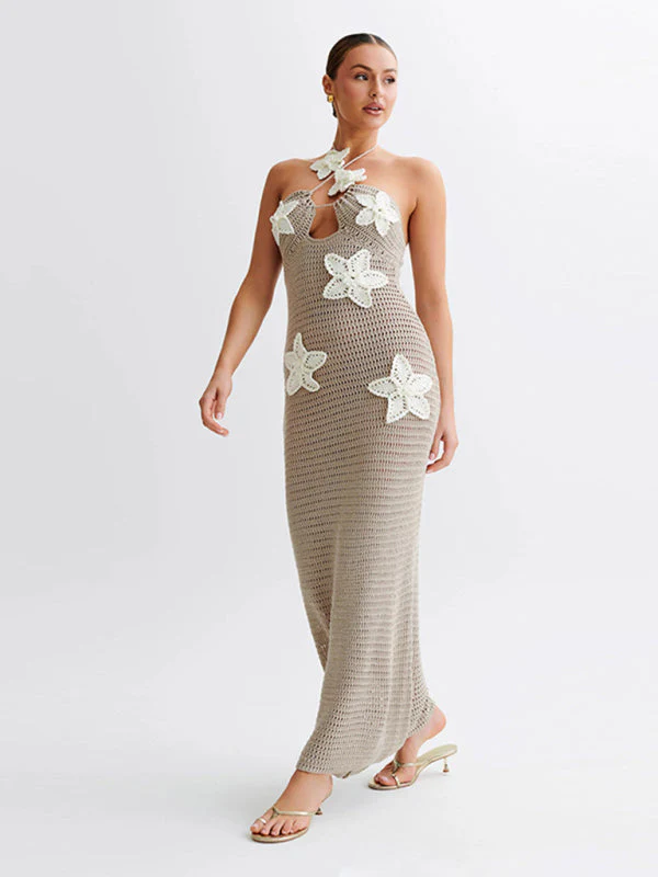 Sophie Paris | Robe élégante en tricot ajouré sans manches