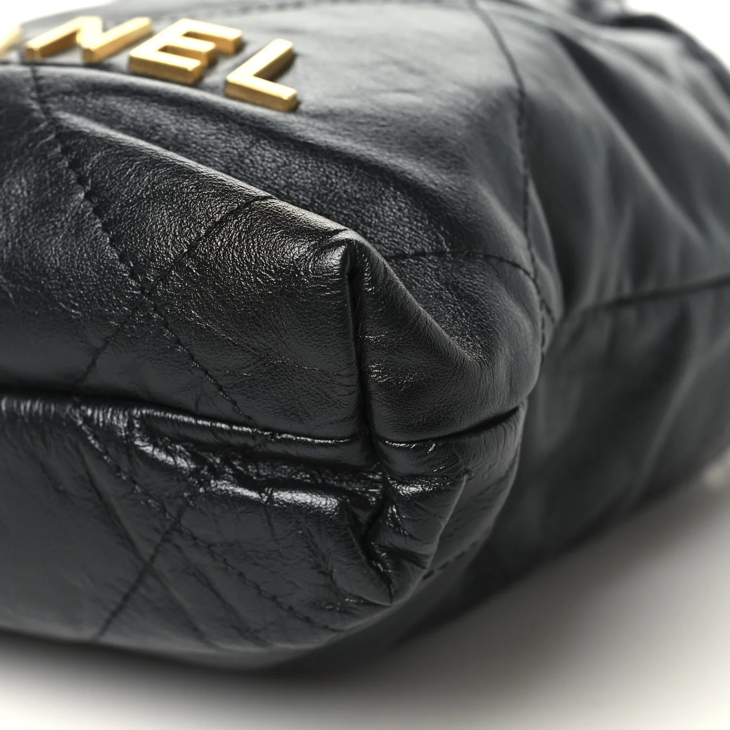 Shiny Calfskin Quilted Mini Chanel 22 Black